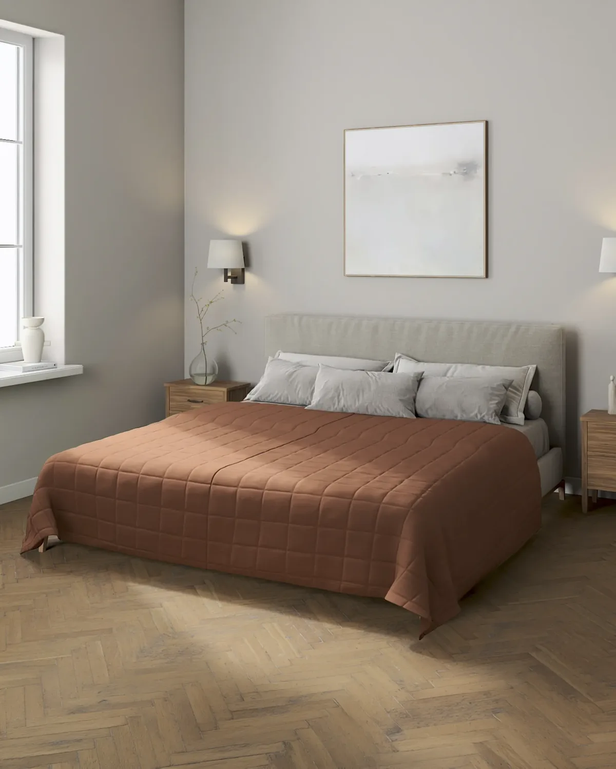 Tagesdecke mit Karosteppung Farbe braun van Dekoria – productfoto