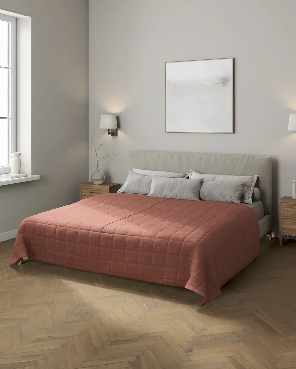 Tagesdecke mit Karosteppung Farbe braun Stoff strukturiert van Dekoria – productfoto