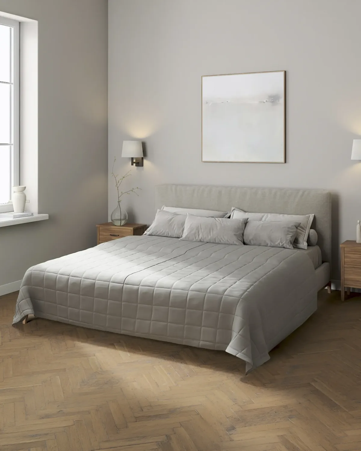 Tagesdecke mit Karosteppung Farbe grau van Dekoria – productfoto