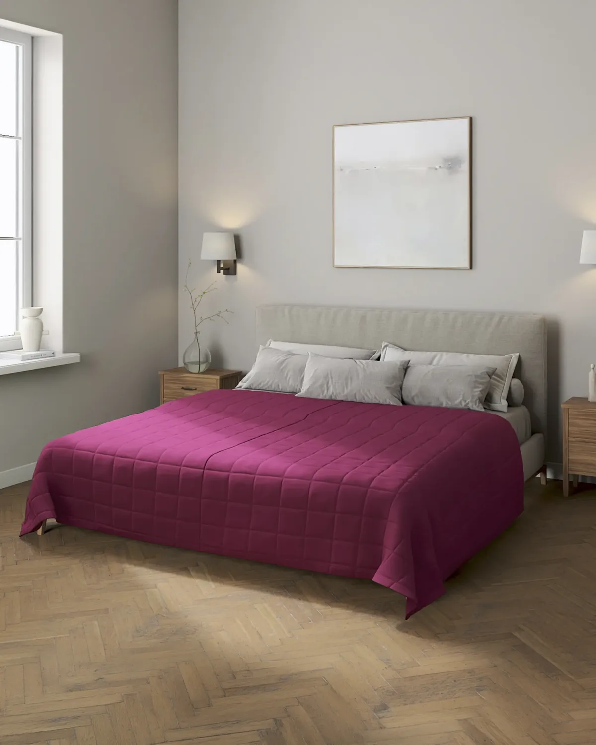 Tagesdecke mit Karosteppung Farbe pflaume van Dekoria – productfoto