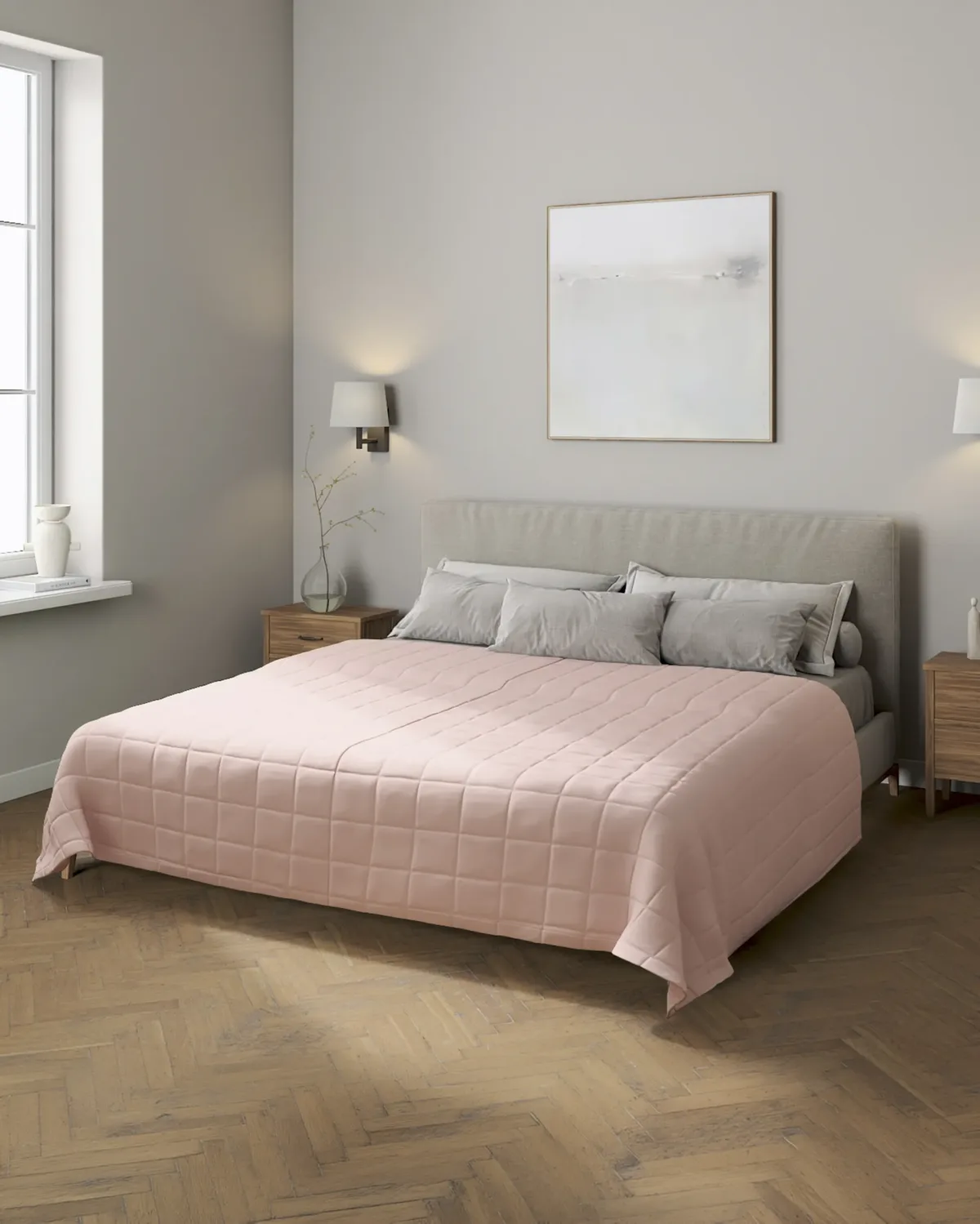 Tagesdecke mit Karosteppung Farbe rosa van Dekoria – productfoto
