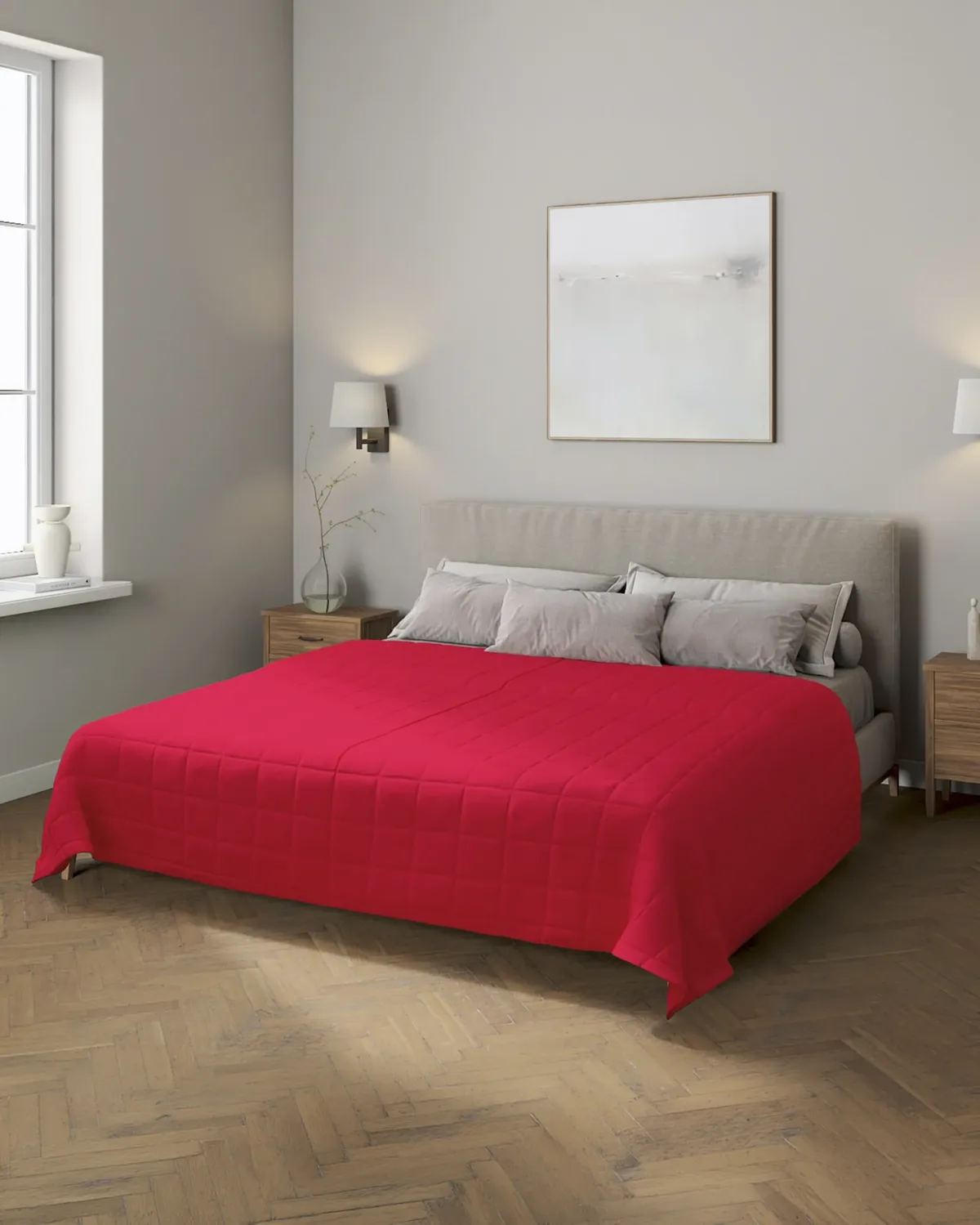 Tagesdecke mit Karosteppung Farbe rot van Dekoria – productfoto