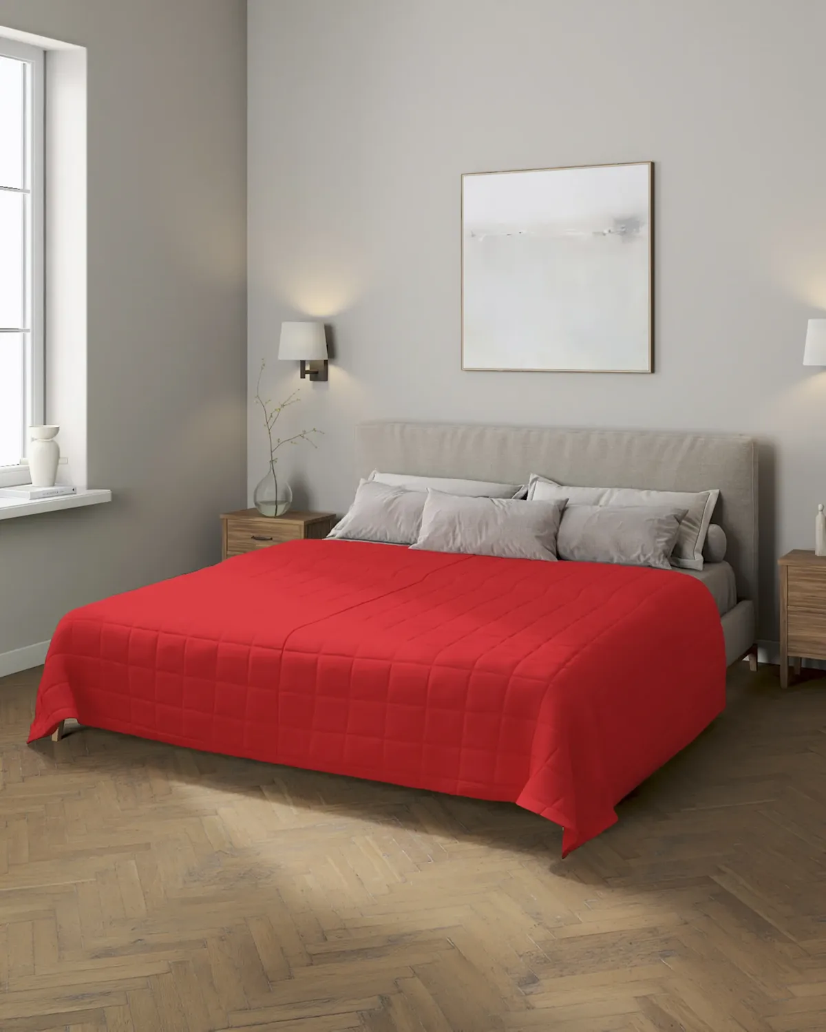 Tagesdecke mit Karosteppung Farbe rot van Dekoria – productfoto