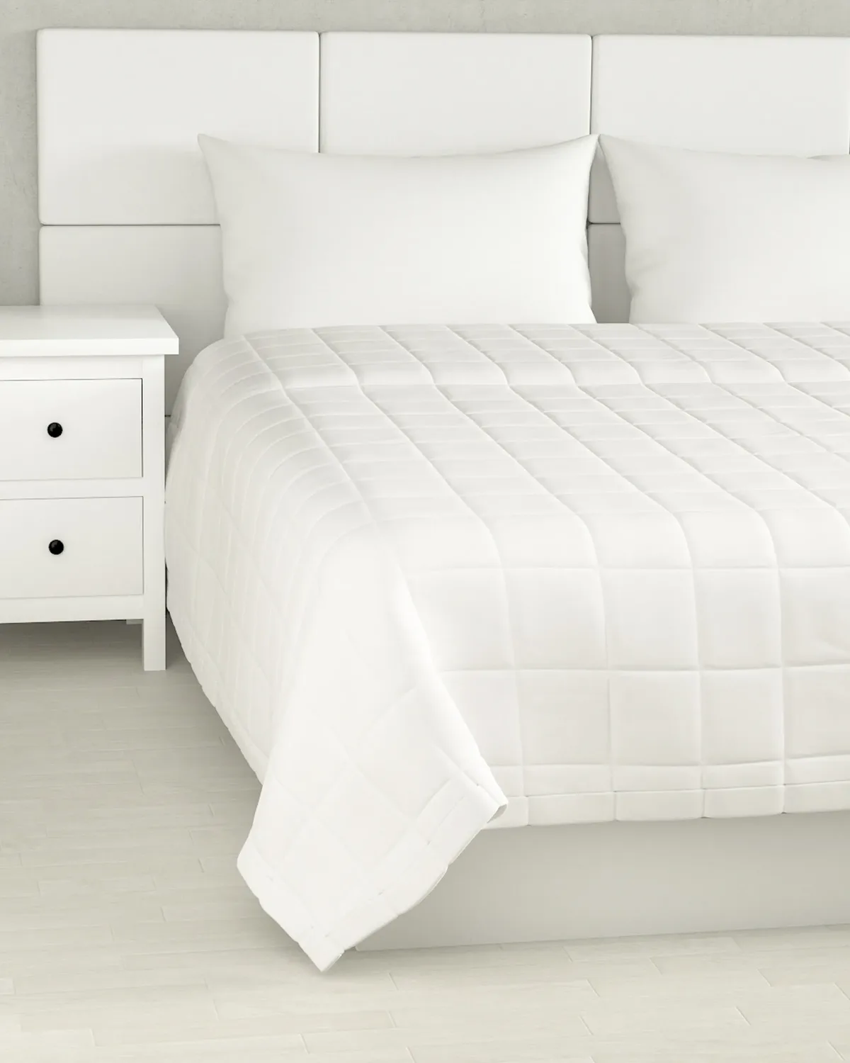 Tagesdecke mit Karosteppung Farbe weiß van Dekoria – productfoto
