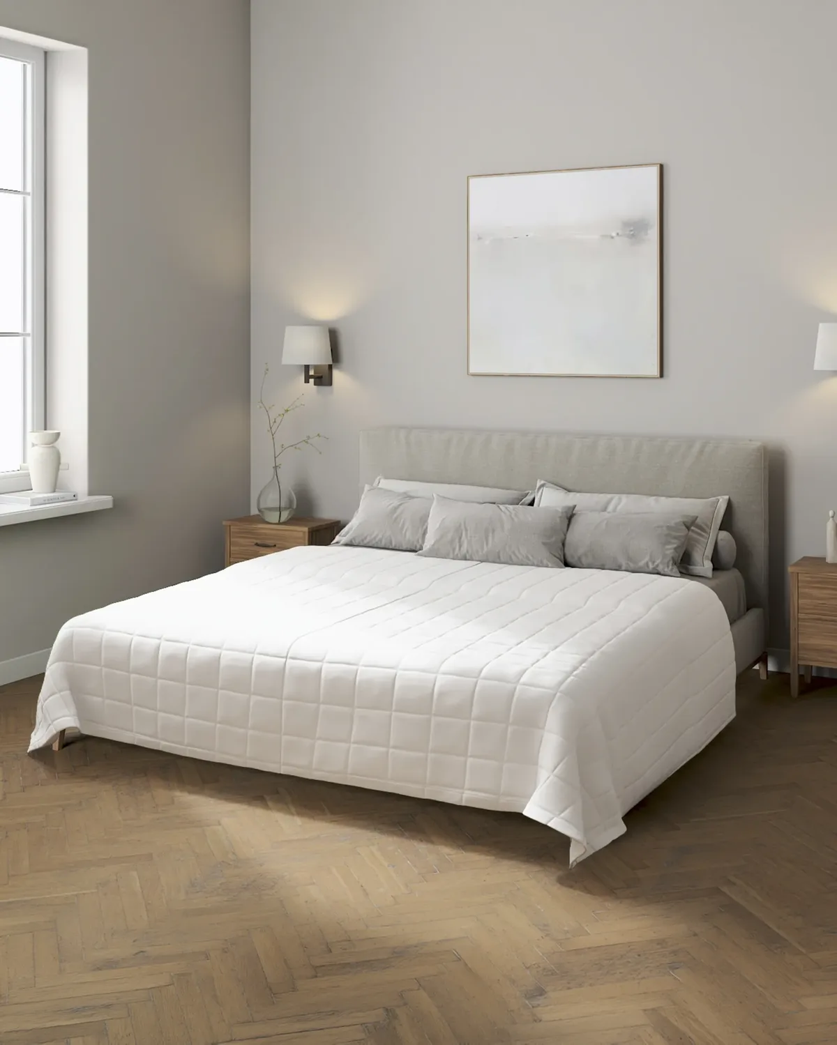 Tagesdecke mit Karosteppung Farbe weiß van Dekoria – productfoto