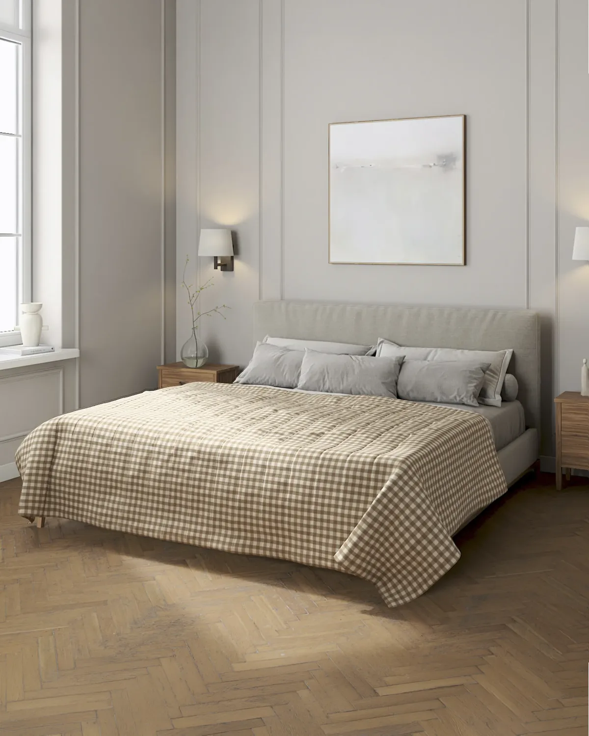 Tagesdecke mit Streifen-Steppung Farbe beige Stoff gemustert van Dekoria – productfoto