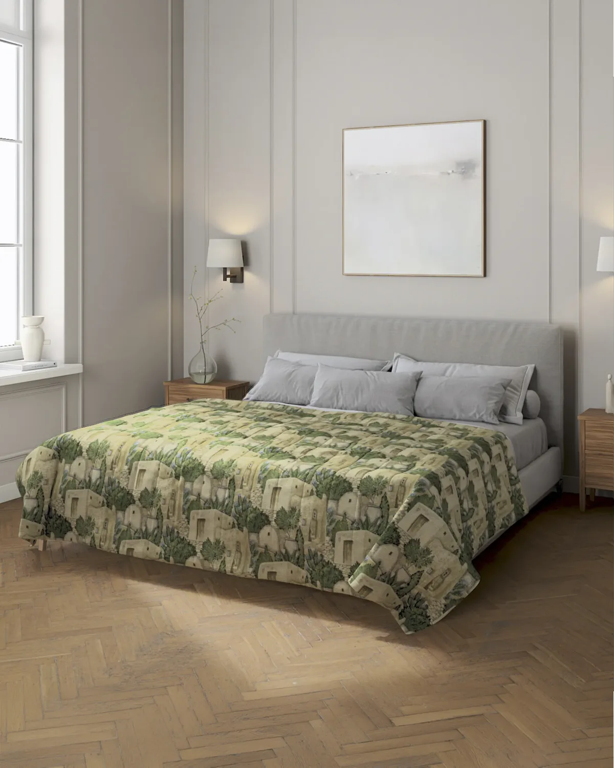Tagesdecke mit Streifen-Steppung Farbe beige Stoff strukturiert, gemustert van Dekoria – productfoto
