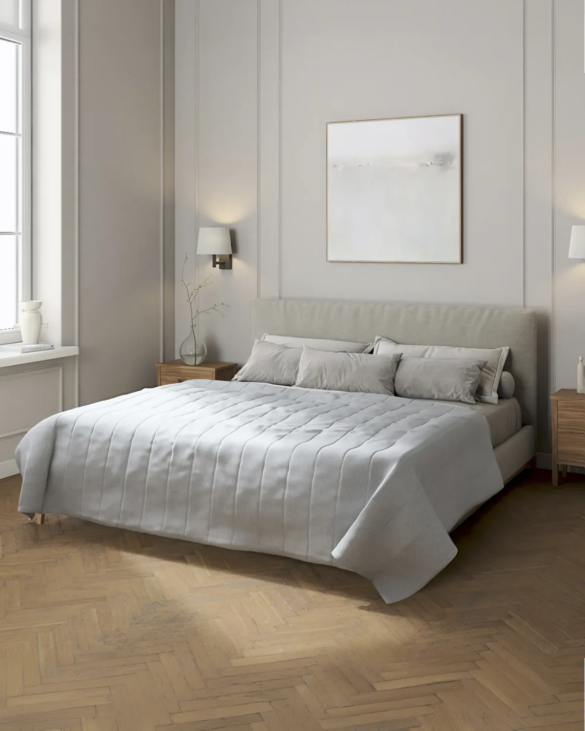 Tagesdecke mit Streifen-Steppung Farbe blau Stoff strukturiert van Dekoria – productfoto