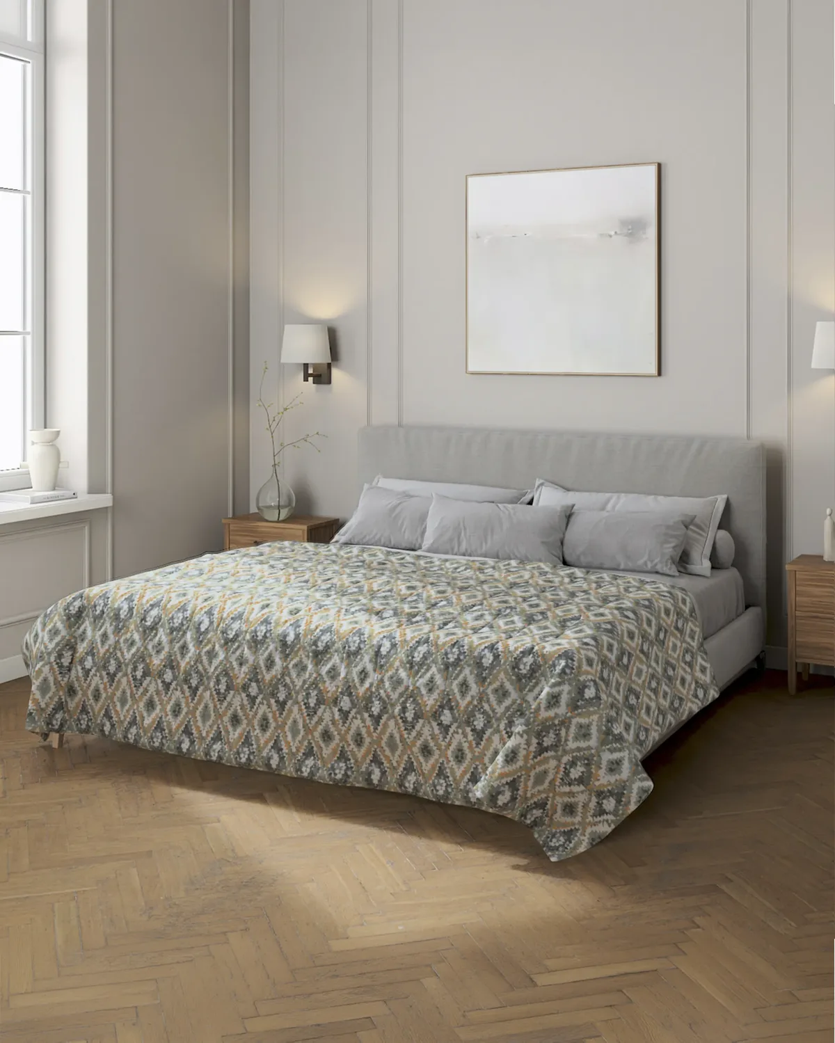 Tagesdecke mit Streifen-Steppung Farbe blau Stoff strukturiert, gemustert van Dekoria – productfoto