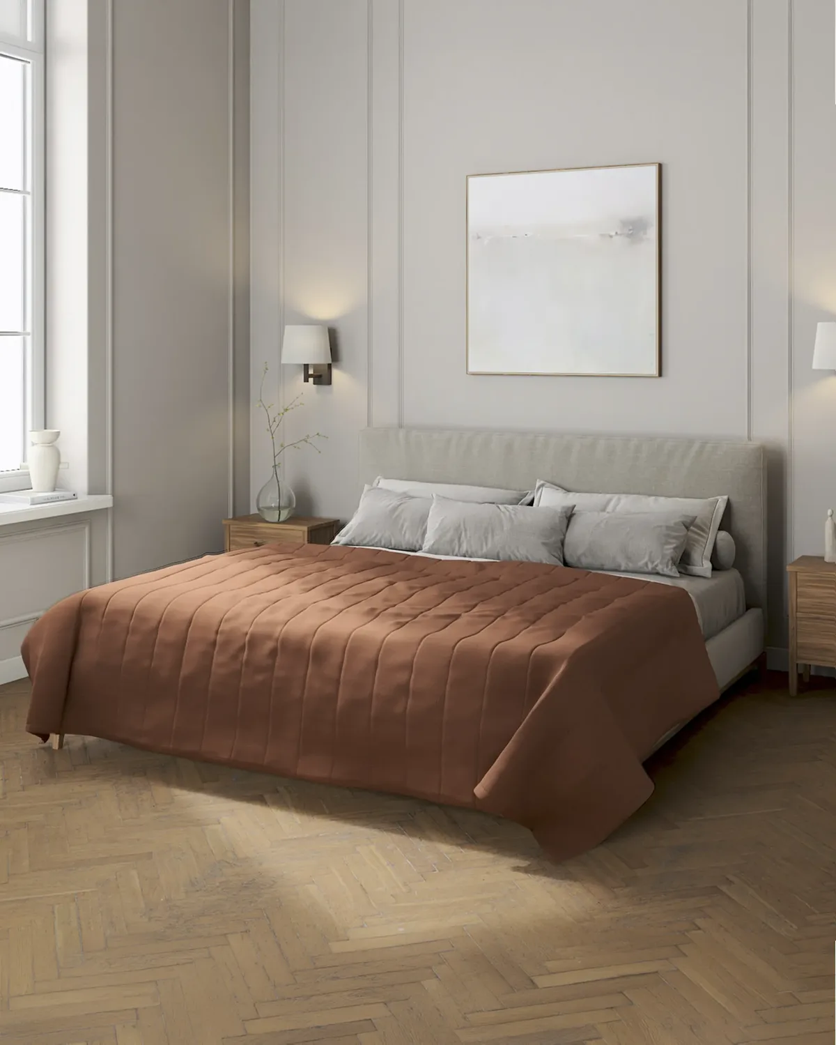 Tagesdecke mit Streifen-Steppung Farbe braun van Dekoria – productfoto