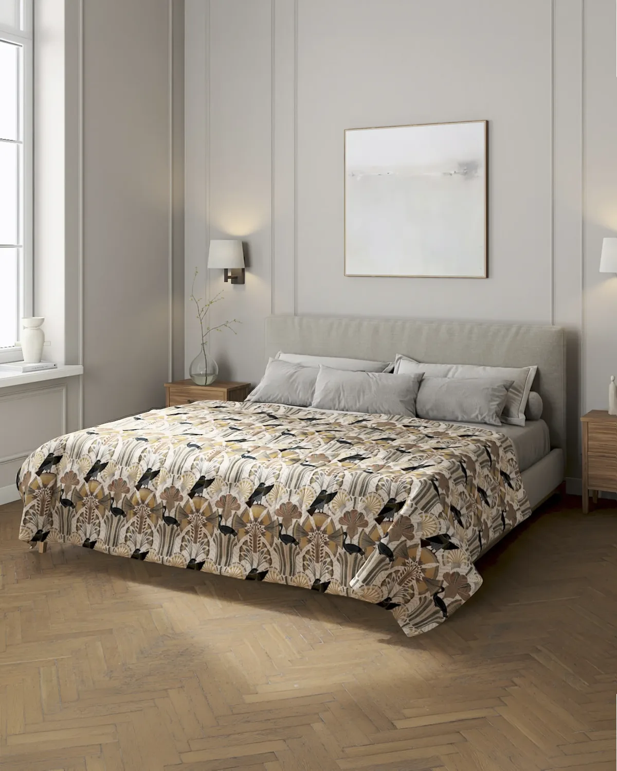 Tagesdecke mit Streifen-Steppung Farbe braun Stoff gemustert van Dekoria – productfoto