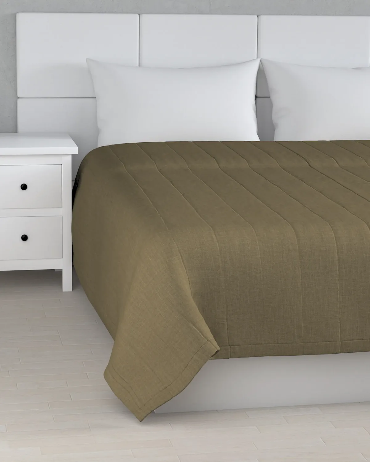 Tagesdecke mit Streifen-Steppung Farbe braun Stoff strukturiert van Dekoria – productfoto