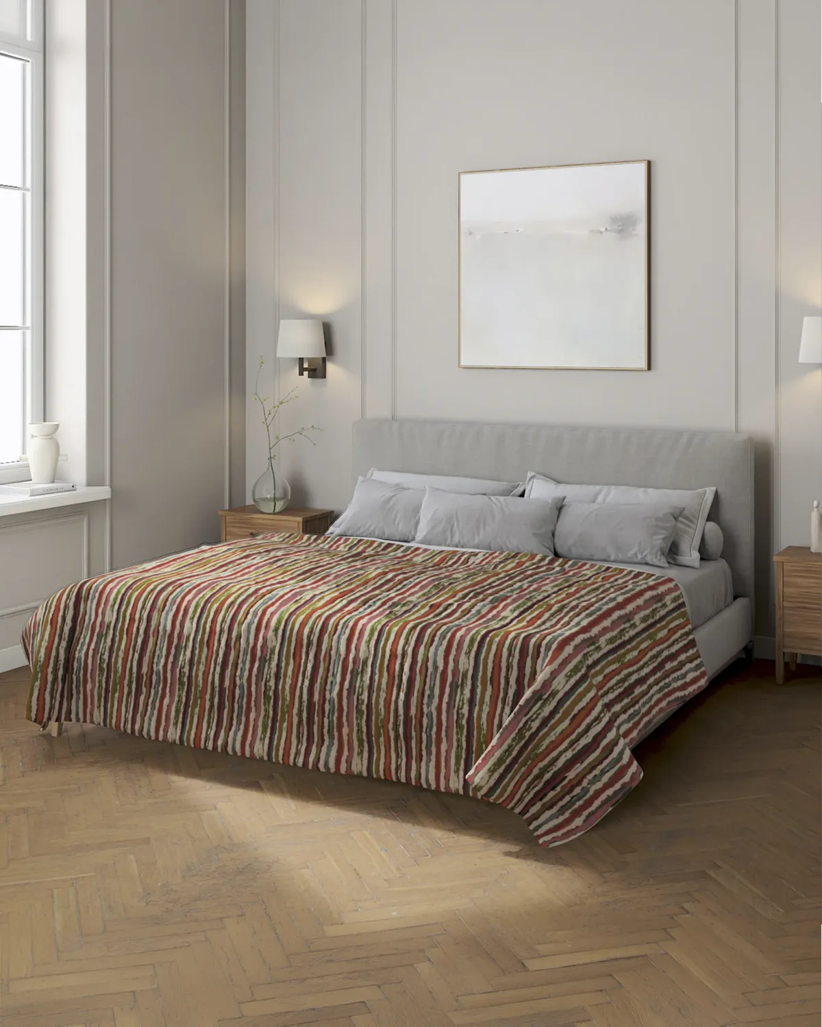 Tagesdecke mit Streifen-Steppung Farbe bunt Stoff strukturiert, gemustert van Dekoria – productfoto