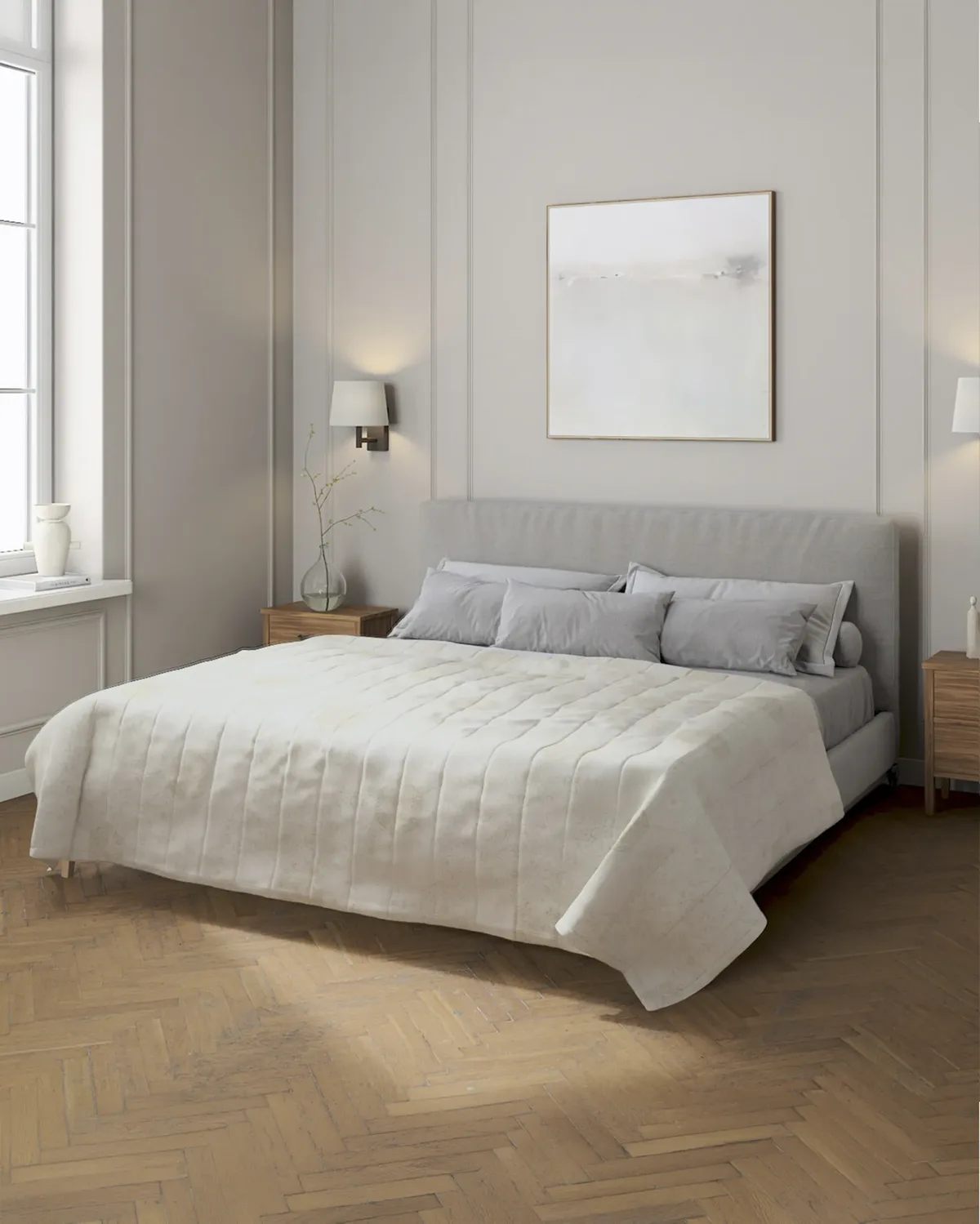 Tagesdecke mit Streifen-Steppung Farbe creme Stoff glänzend, strukturiert, gemustert van Dekoria – productfoto