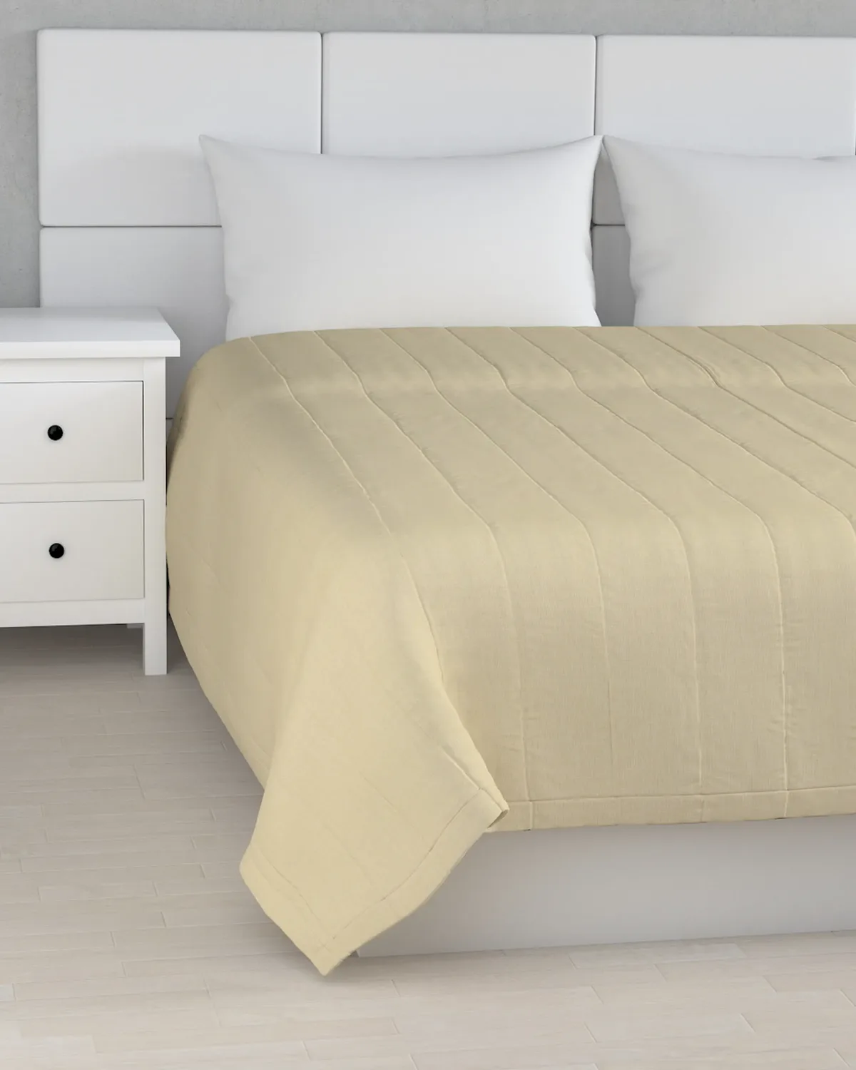 Tagesdecke mit Streifen-Steppung Farbe creme Stoff strukturiert van Dekoria – productfoto