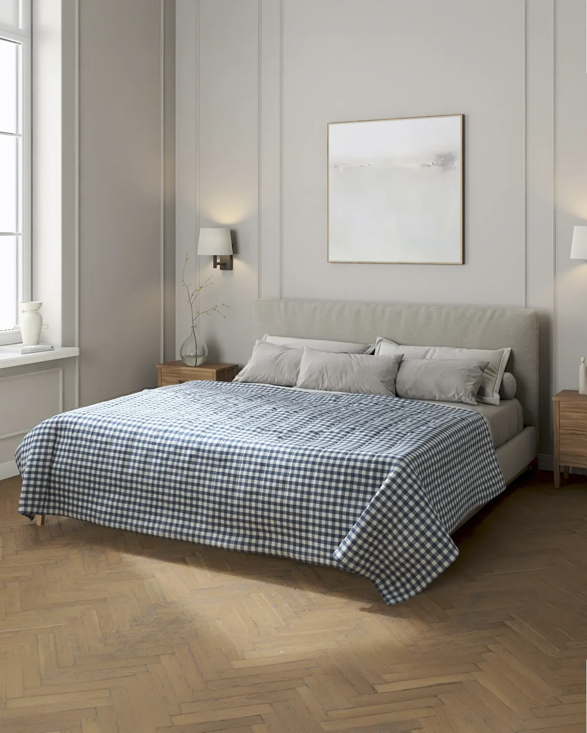 Tagesdecke mit Streifen-Steppung Farbe dunkelblau Stoff gemustert van Dekoria – productfoto