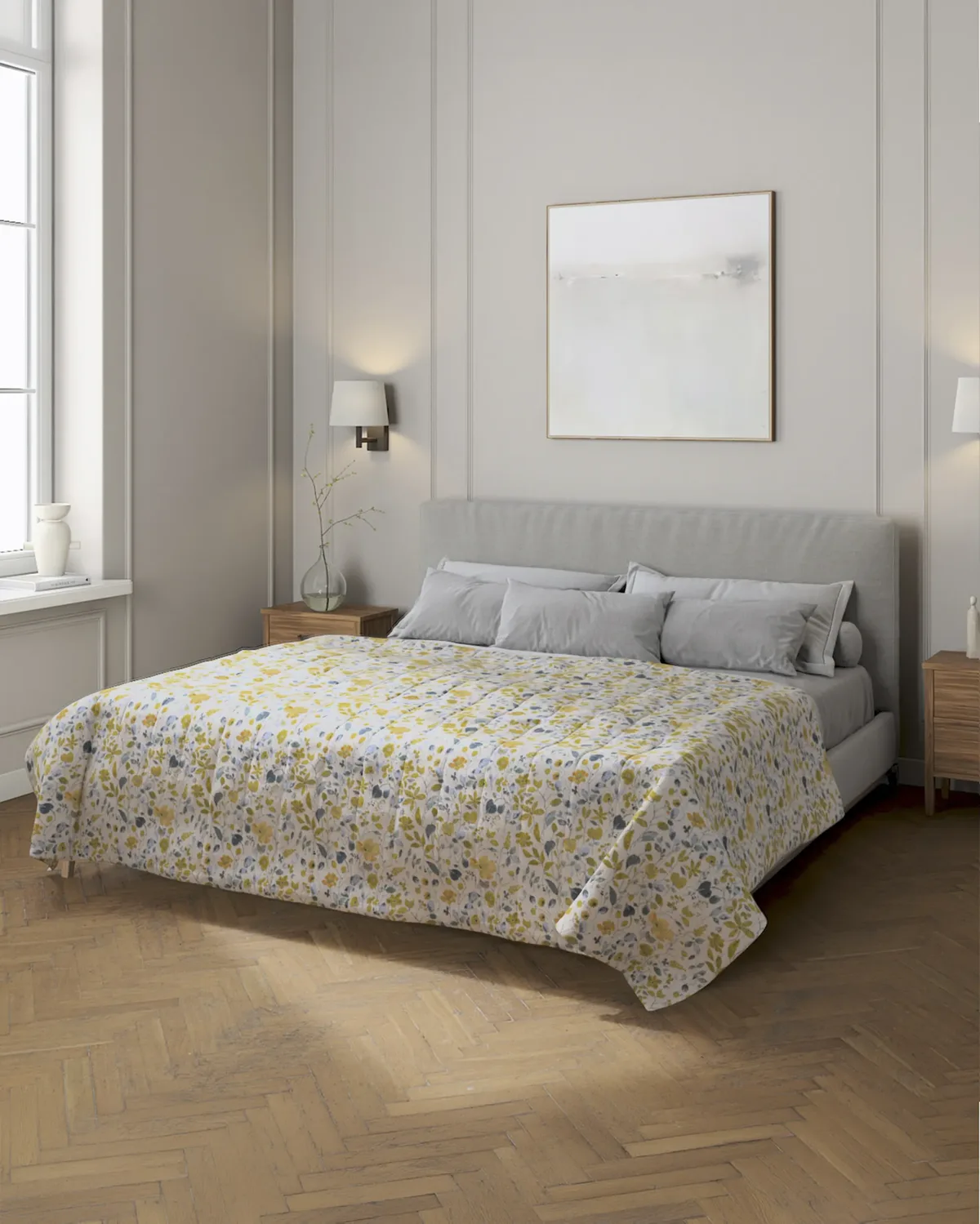 Tagesdecke mit Streifen-Steppung Farbe gelb Stoff strukturiert, gemustert van Dekoria – productfoto