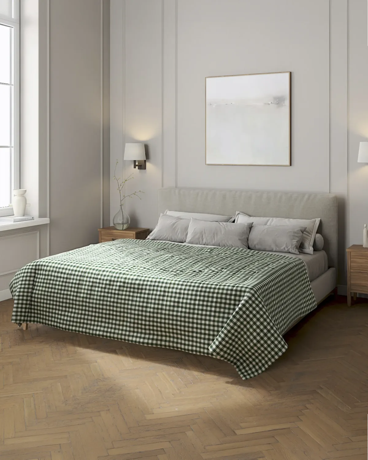 Tagesdecke mit Streifen-Steppung Farbe grün Stoff gemustert van Dekoria – productfoto