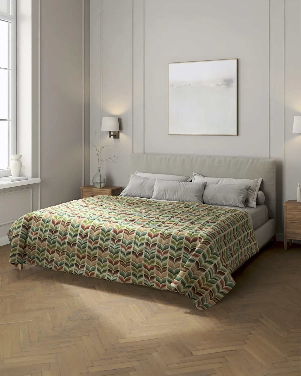 Tagesdecke mit Streifen-Steppung Farbe grün Stoff strukturiert, gemustert van Dekoria – productfoto