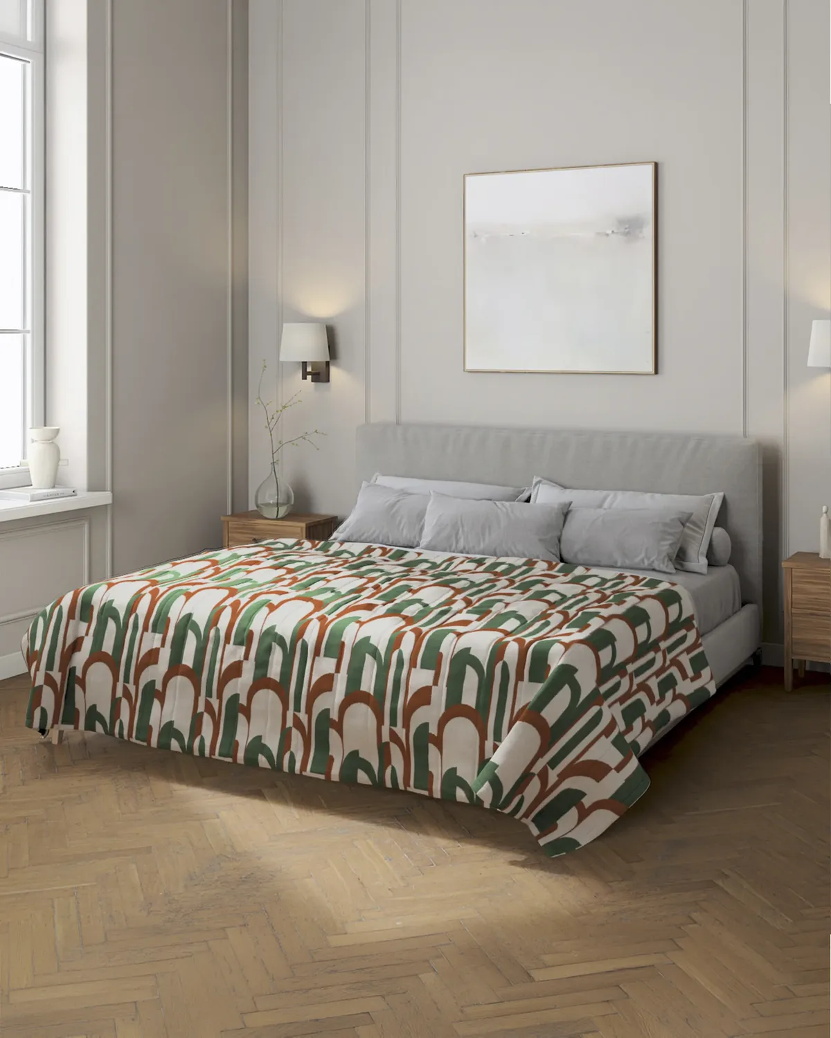 Tagesdecke mit Streifen-Steppung Farbe grün Stoff strukturiert, gemustert van Dekoria – productfoto