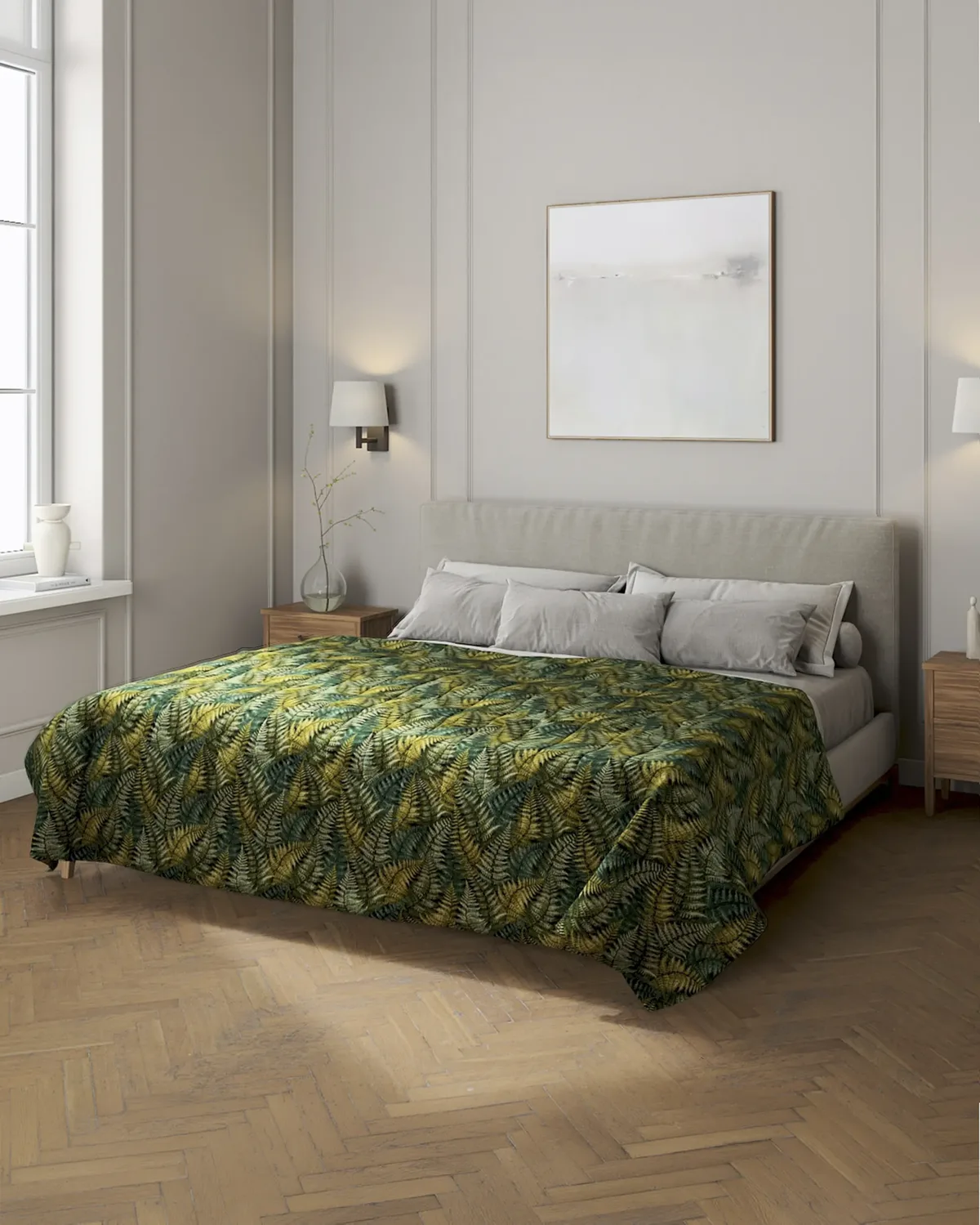 Tagesdecke mit Streifen-Steppung Farbe grün Stoff strukturiert, gemustert van Dekoria – productfoto