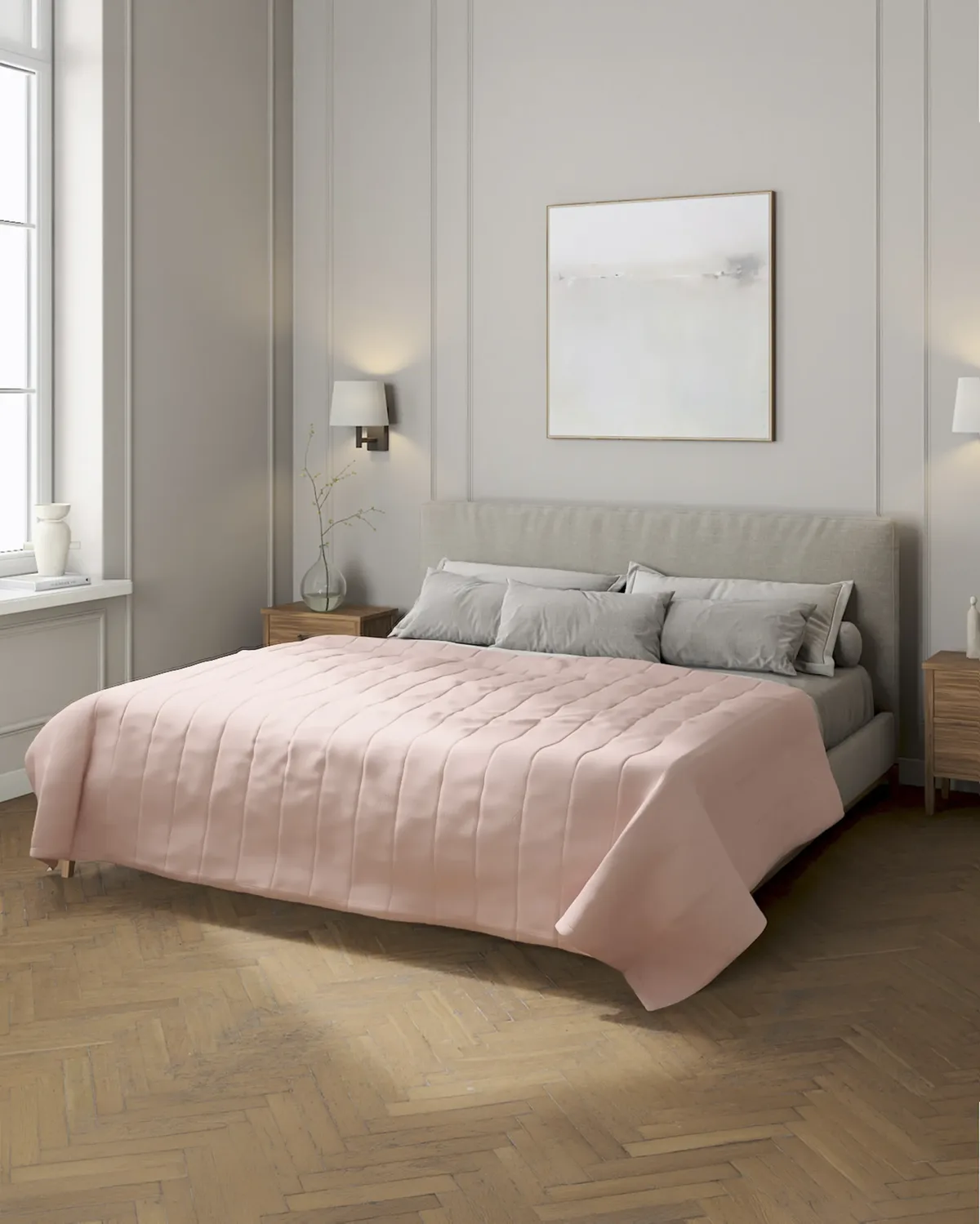 Tagesdecke mit Streifen-Steppung Farbe rosa van Dekoria – productfoto