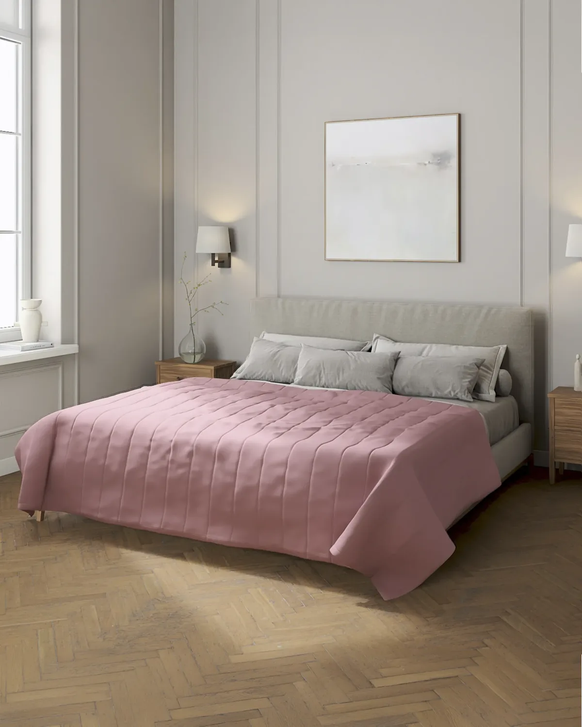 Tagesdecke mit Streifen-Steppung Farbe rosa van Dekoria – productfoto