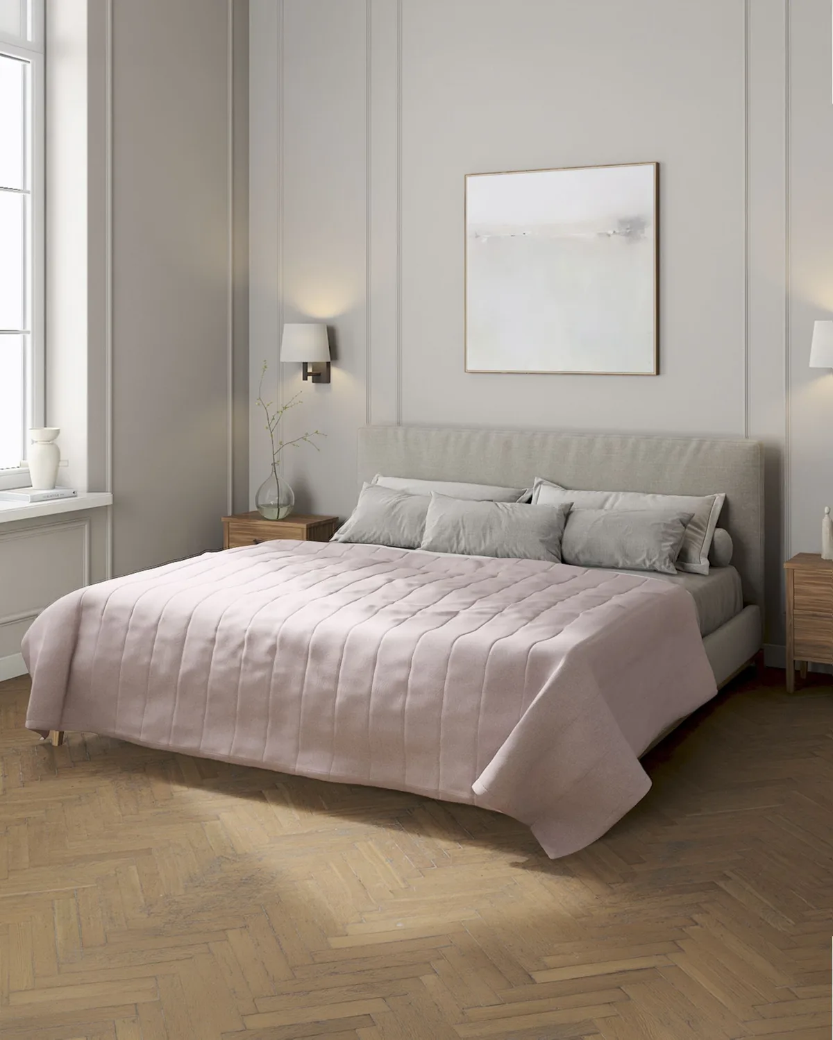 Tagesdecke mit Streifen-Steppung Farbe rosa Stoff strukturiert van Dekoria – productfoto