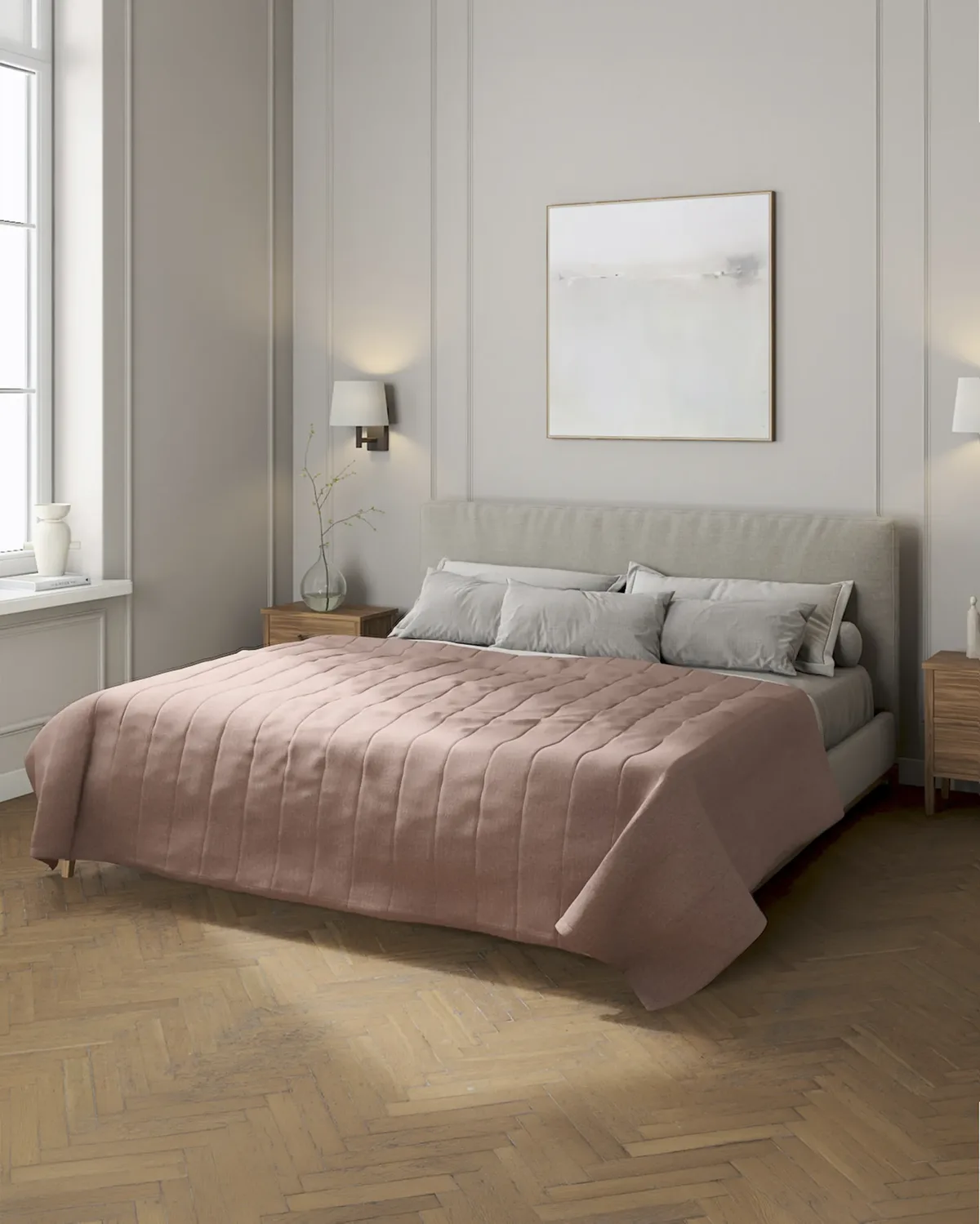 Tagesdecke mit Streifen-Steppung Farbe rosa Stoff strukturiert van Dekoria – productfoto
