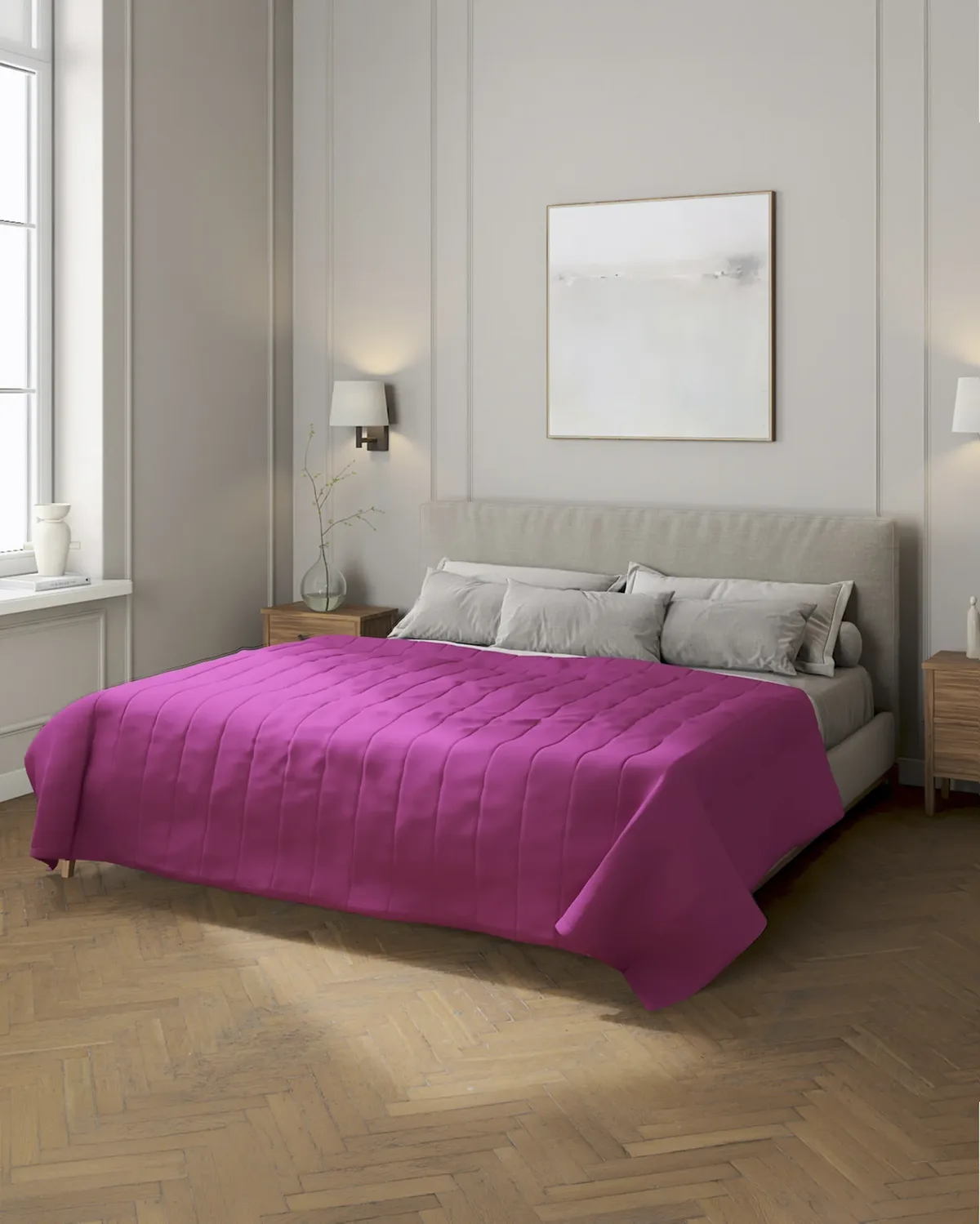 Tagesdecke mit Streifen-Steppung Farbe rosa Stoff strukturiert van Dekoria – productfoto