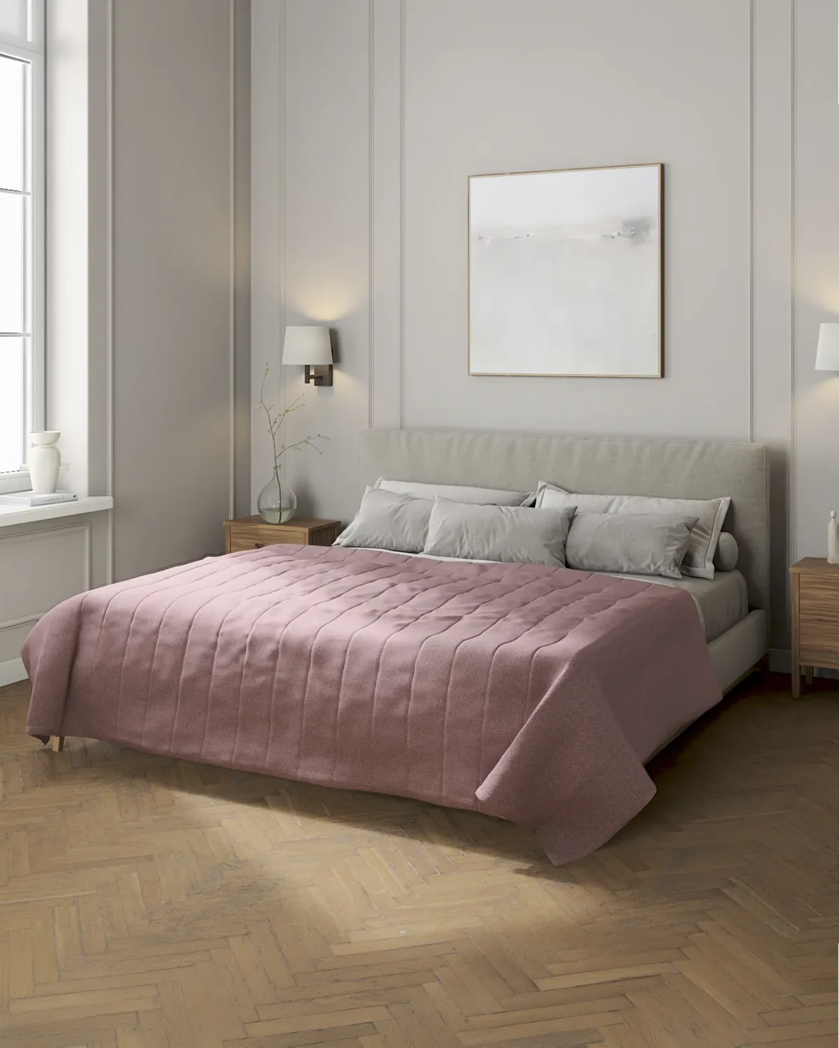 Tagesdecke mit Streifen-Steppung Farbe rosa Stoff strukturiert van Dekoria – productfoto