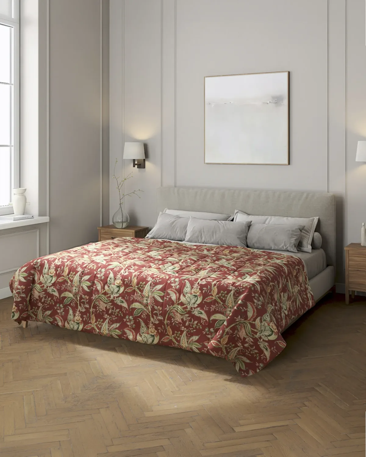 Tagesdecke mit Streifen-Steppung Farbe rot Stoff gemustert van Dekoria – productfoto