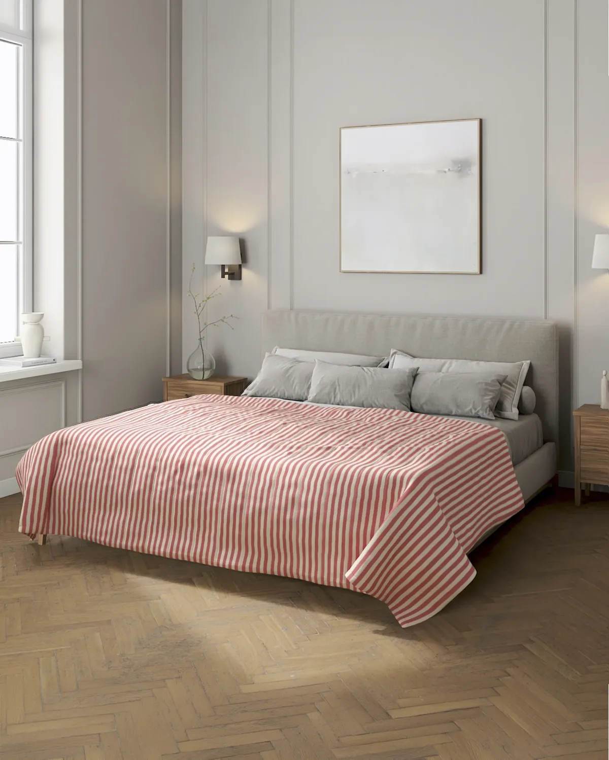 Tagesdecke mit Streifen-Steppung Farbe rot Stoff gemustert van Dekoria – productfoto
