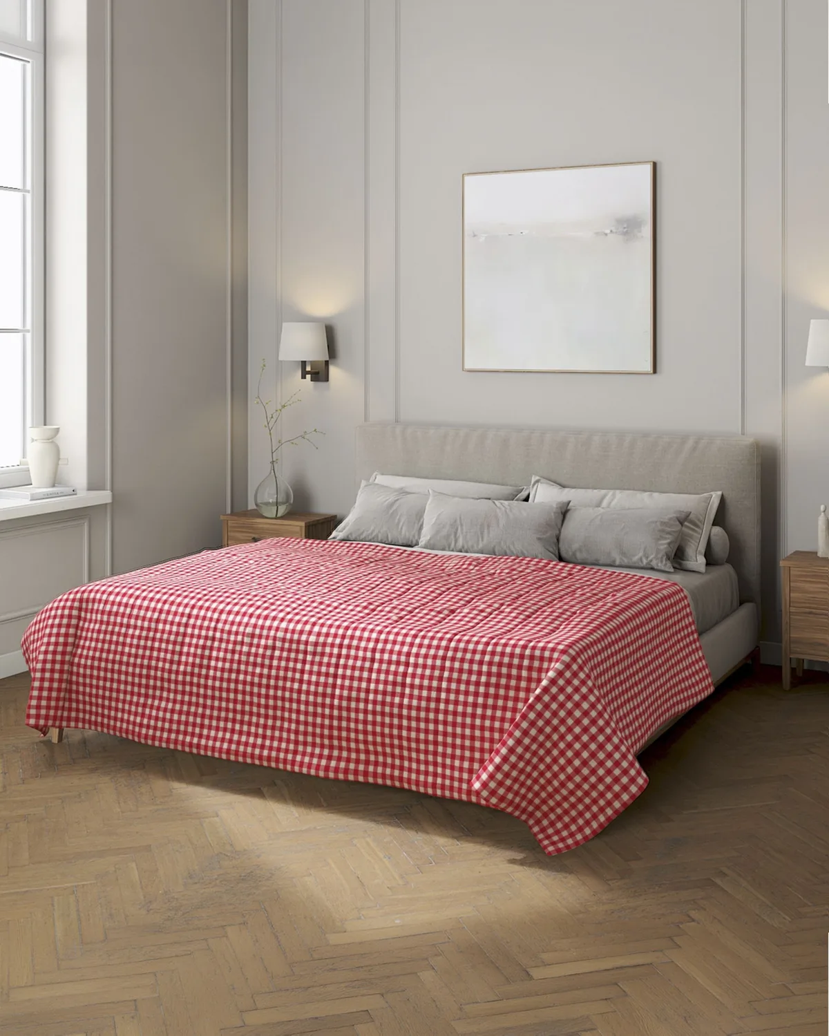 Tagesdecke mit Streifen-Steppung Farbe rot Stoff gemustert van Dekoria – productfoto