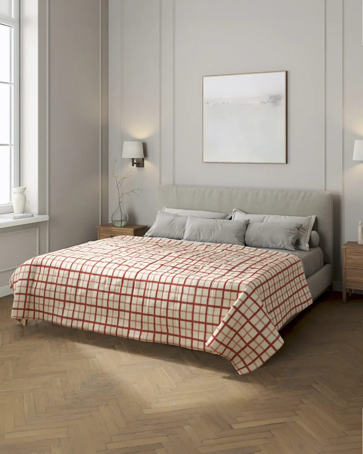 Tagesdecke mit Streifen-Steppung Farbe rot Stoff gemustert van Dekoria – productfoto