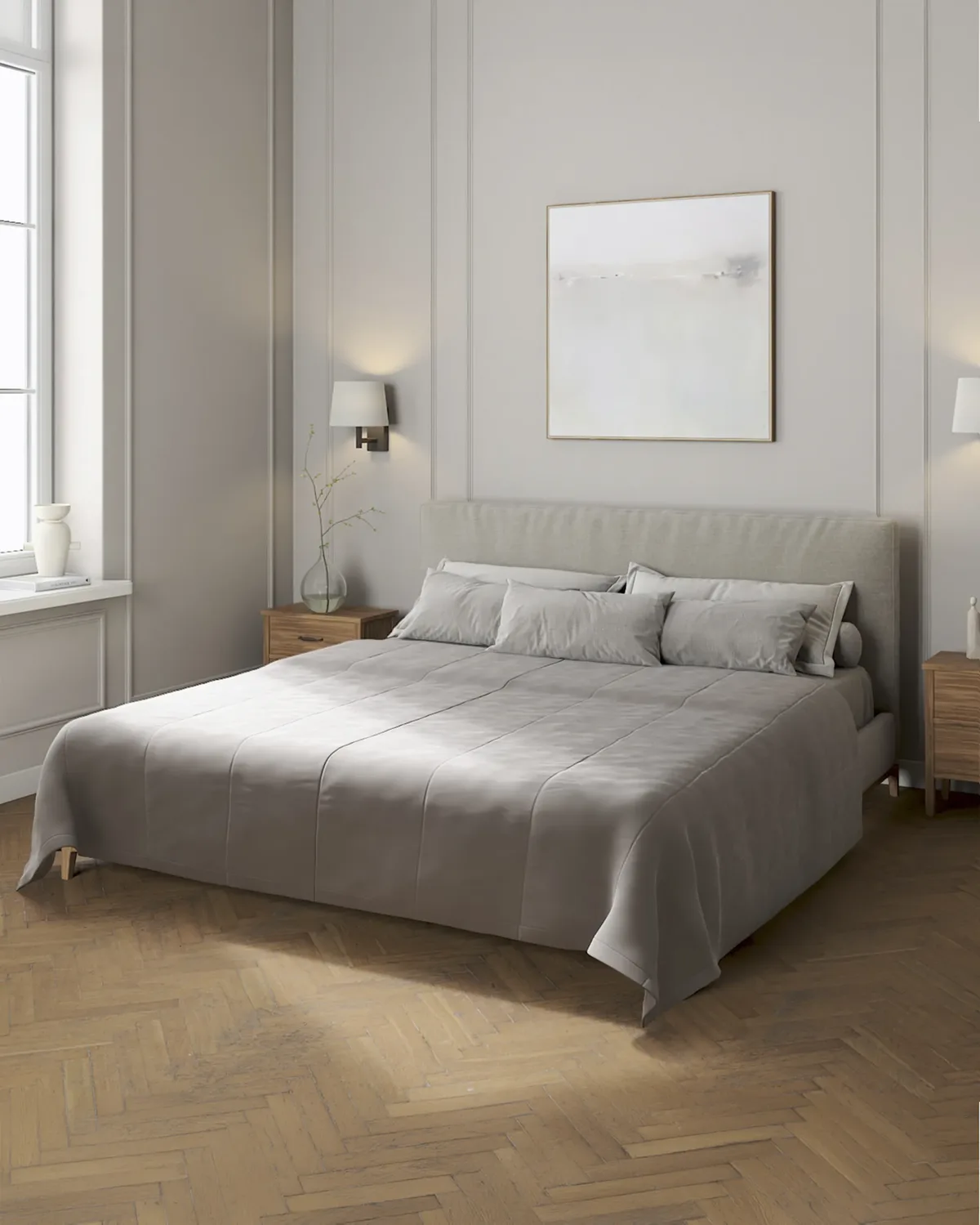 Velvet-Tagesdecke mit Streifen-Steppung Farbe grau Stoff glänzend, samt van Dekoria – productfoto