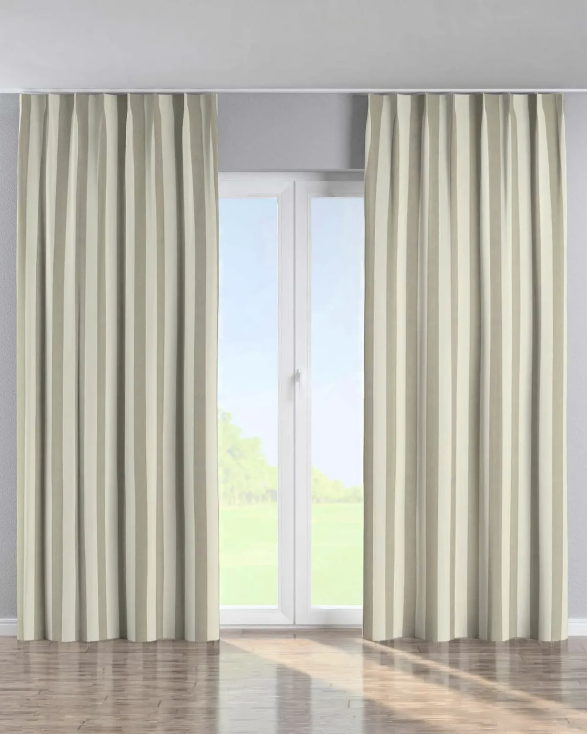 Vorhang mit flämischen 1-er Falten Farbe beige Stoff gemustert de Dekoria – photo du produit