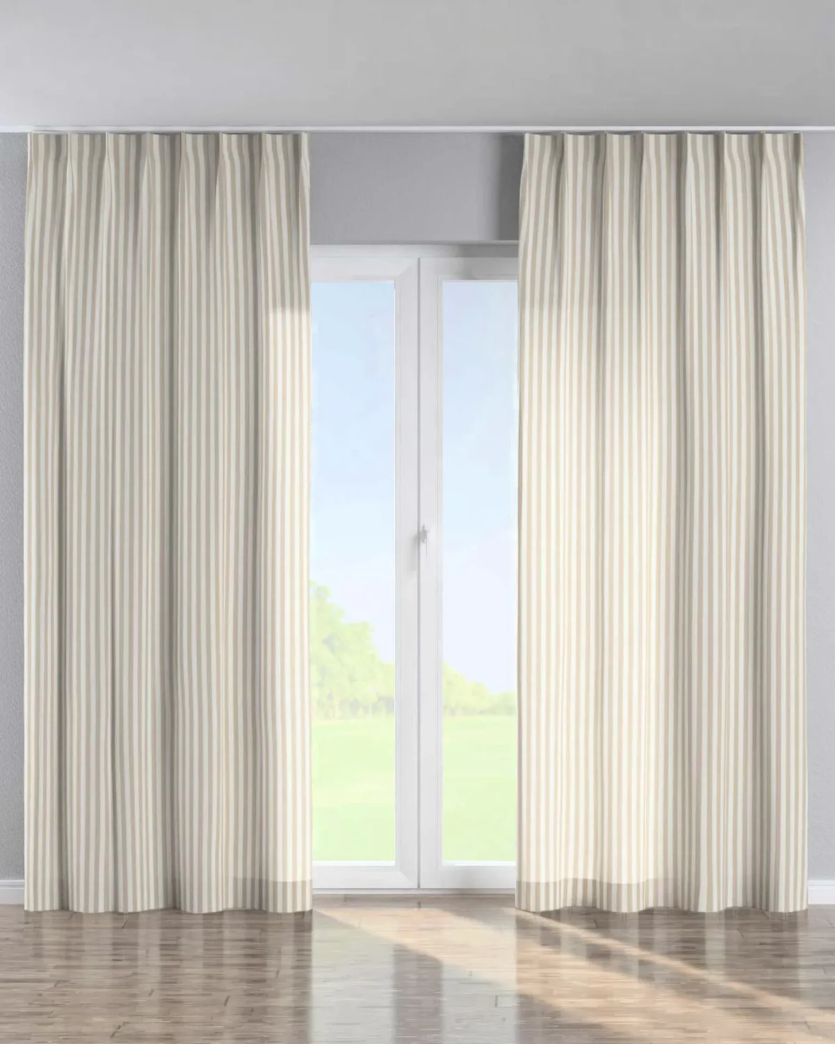 Vorhang mit flämischen 1-er Falten Farbe beige Stoff gemustert de Dekoria – photo du produit