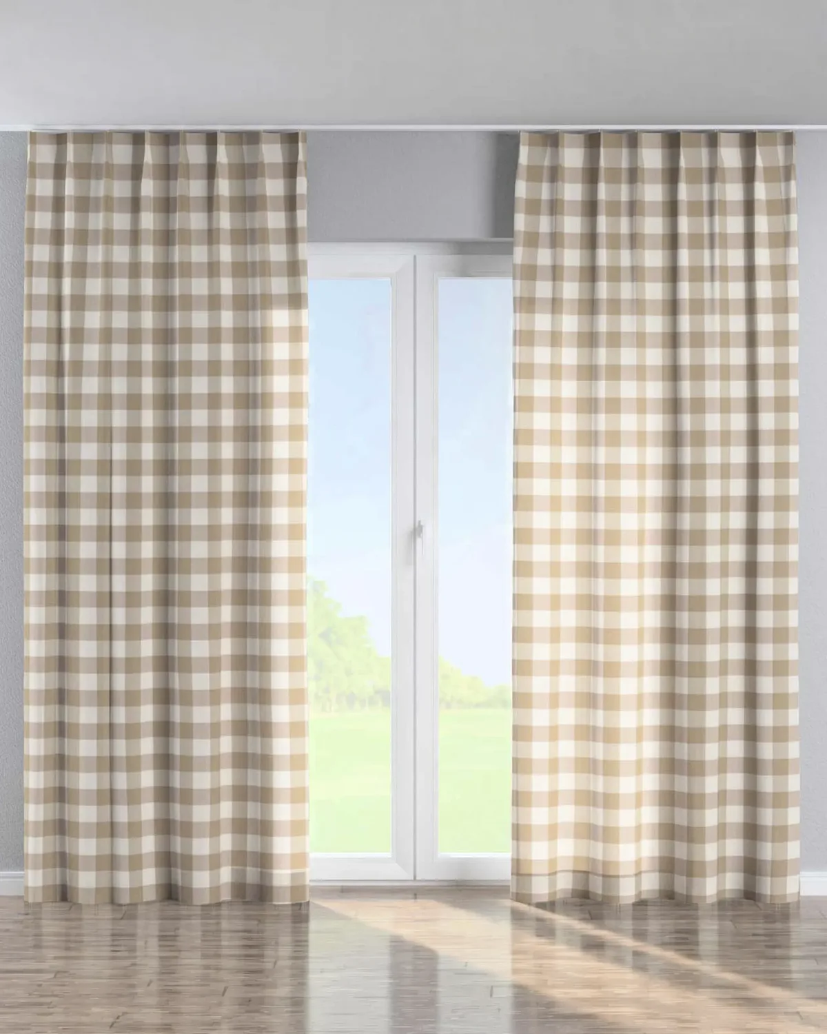Vorhang mit flämischen 1-er Falten Farbe beige Stoff gemustert de Dekoria – photo du produit