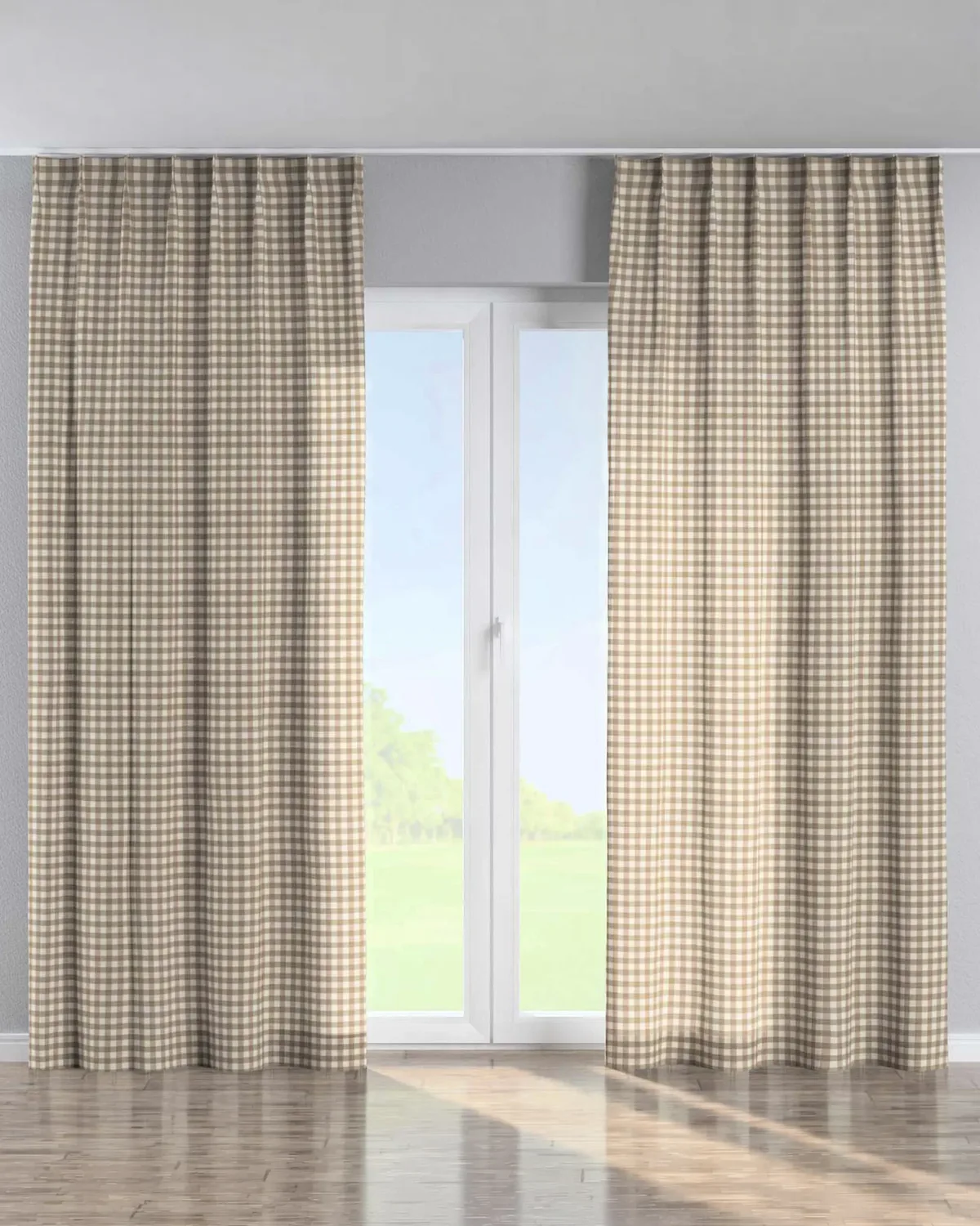Vorhang mit flämischen 1-er Falten Farbe beige Stoff gemustert de Dekoria – photo du produit