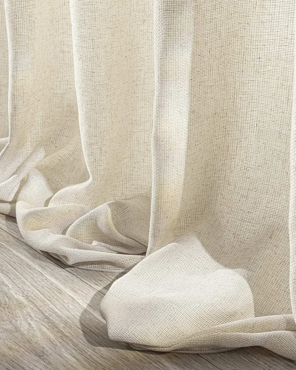 Vorhang mit flämischen 1-er Falten Farbe beige Stoff halbtransparent, strukturiert de Dekoria – photo du produit