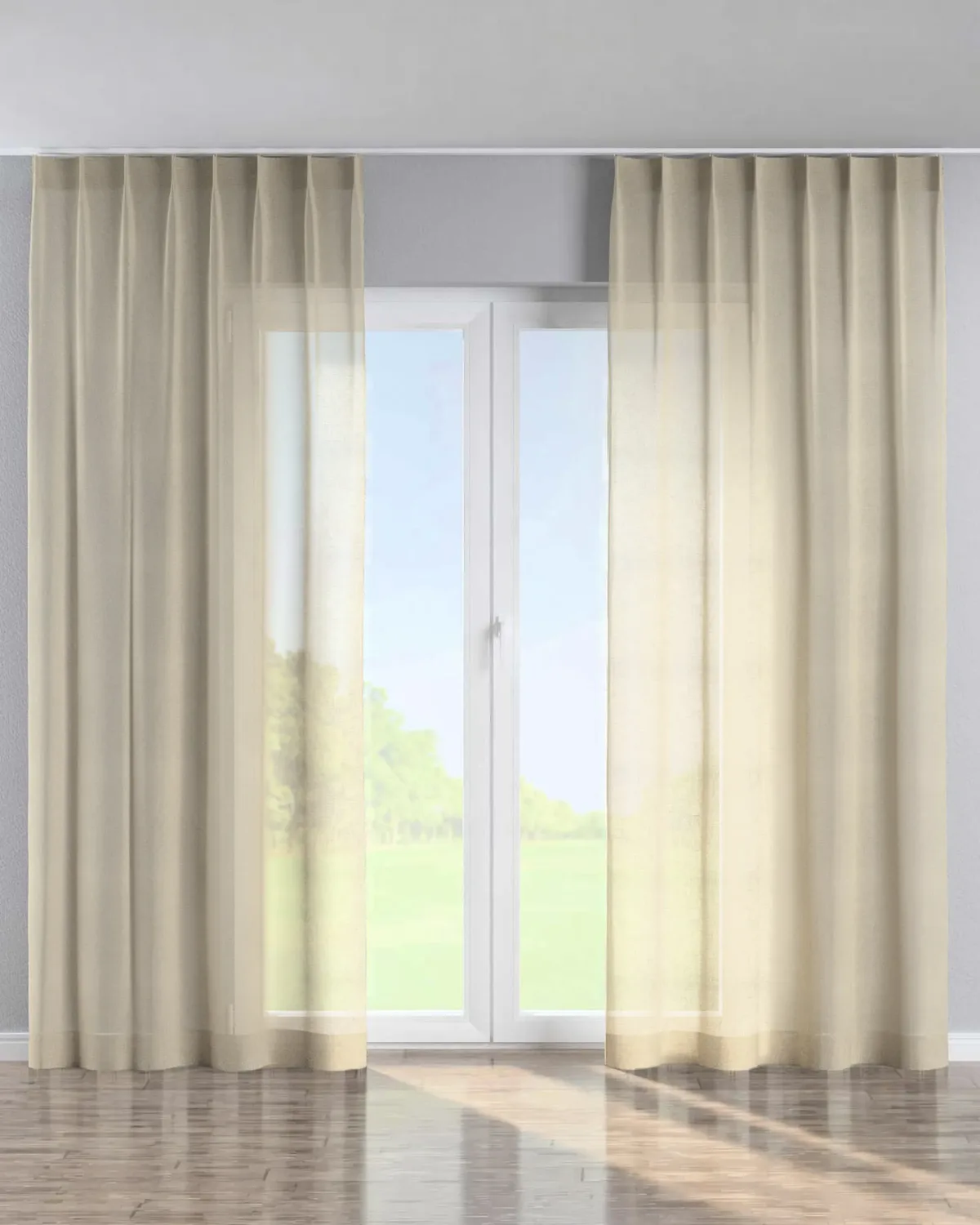 Vorhang mit flämischen 1-er Falten Farbe beige Stoff halbtransparent, strukturiert de Dekoria – photo du produit