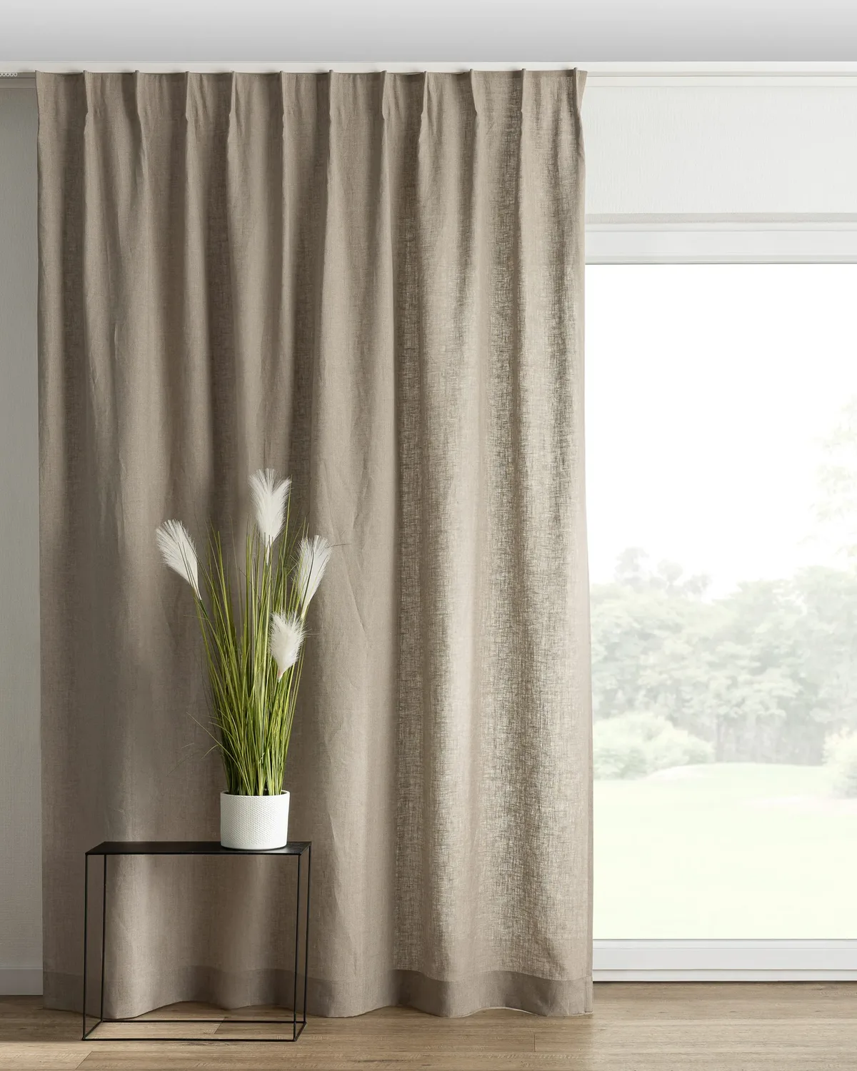 Vorhang mit flämischen 1-er Falten Farbe beige Stoff halbtransparent, strukturiert, aus leinen de Dekoria – photo du produit