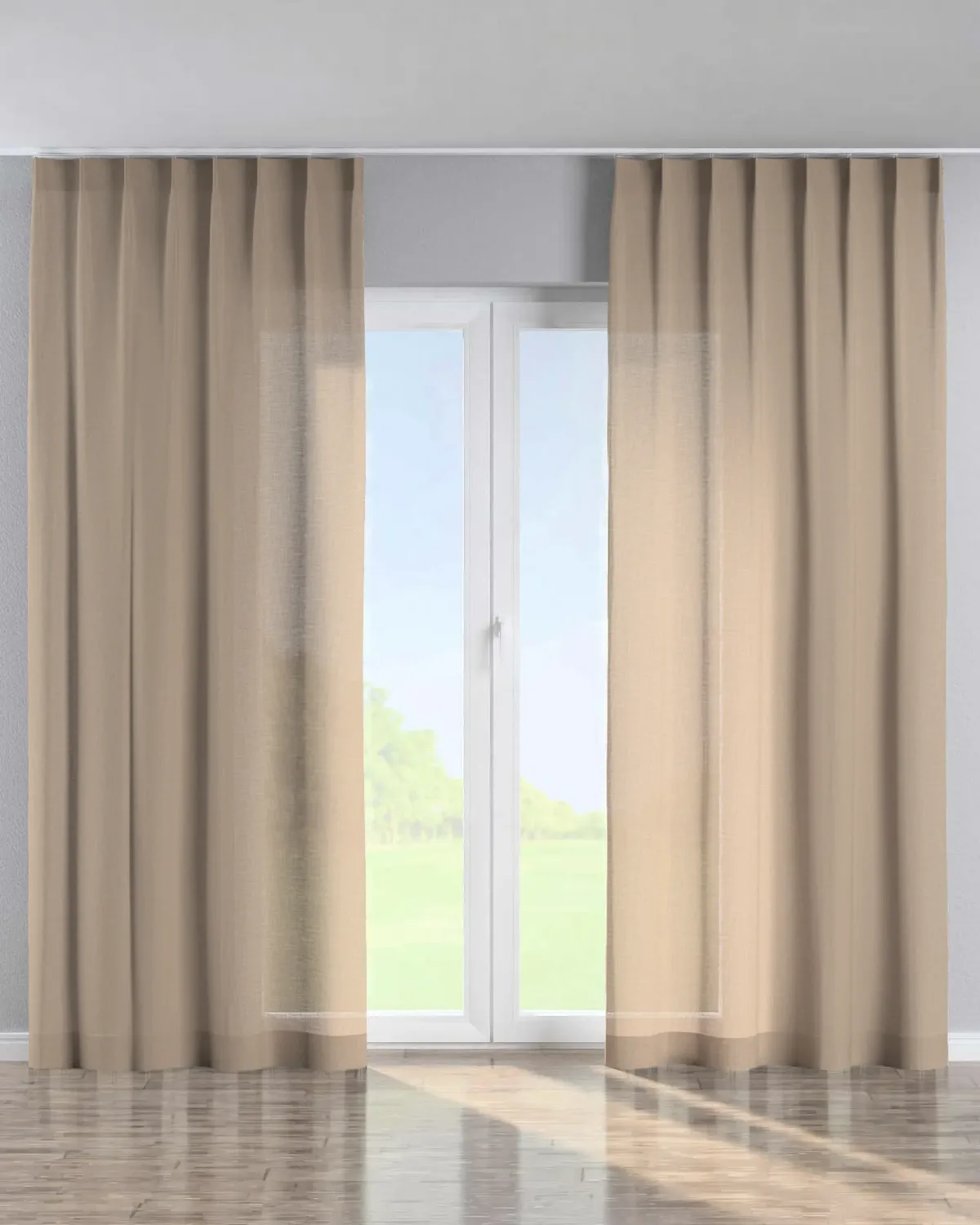Vorhang mit flämischen 1-er Falten Farbe beige Stoff strukturiert de Dekoria – photo du produit