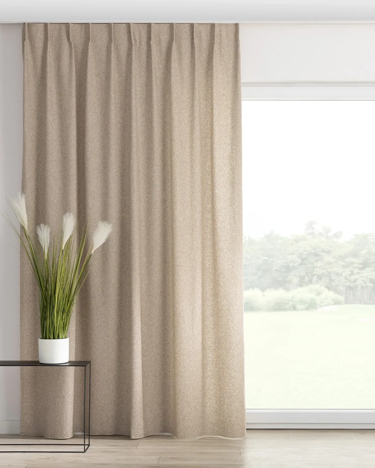 Vorhang mit flämischen 1-er Falten Farbe beige Stoff strukturiert de Dekoria – photo du produit