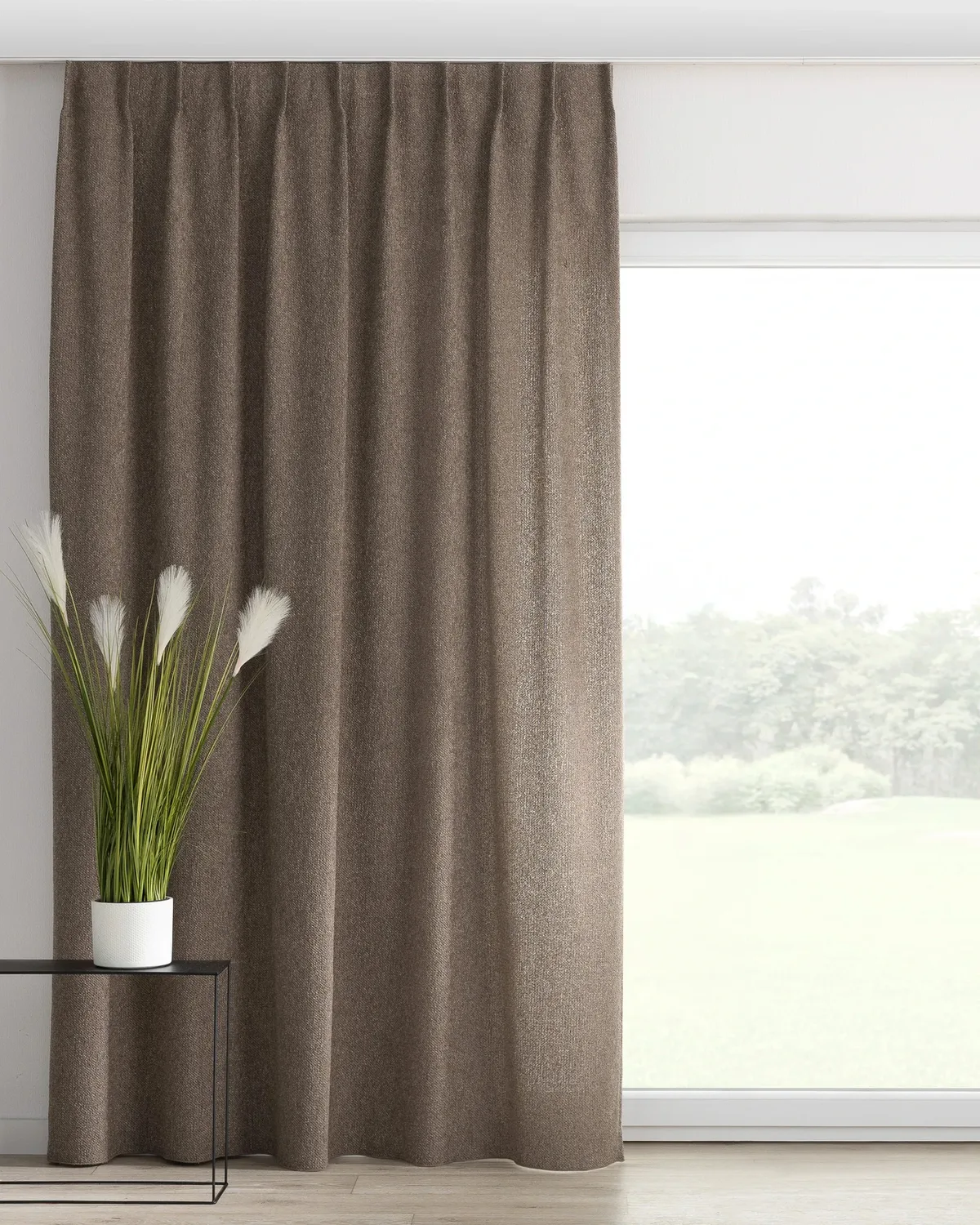 Vorhang mit flämischen 1-er Falten Farbe beige Stoff strukturiert de Dekoria – photo du produit