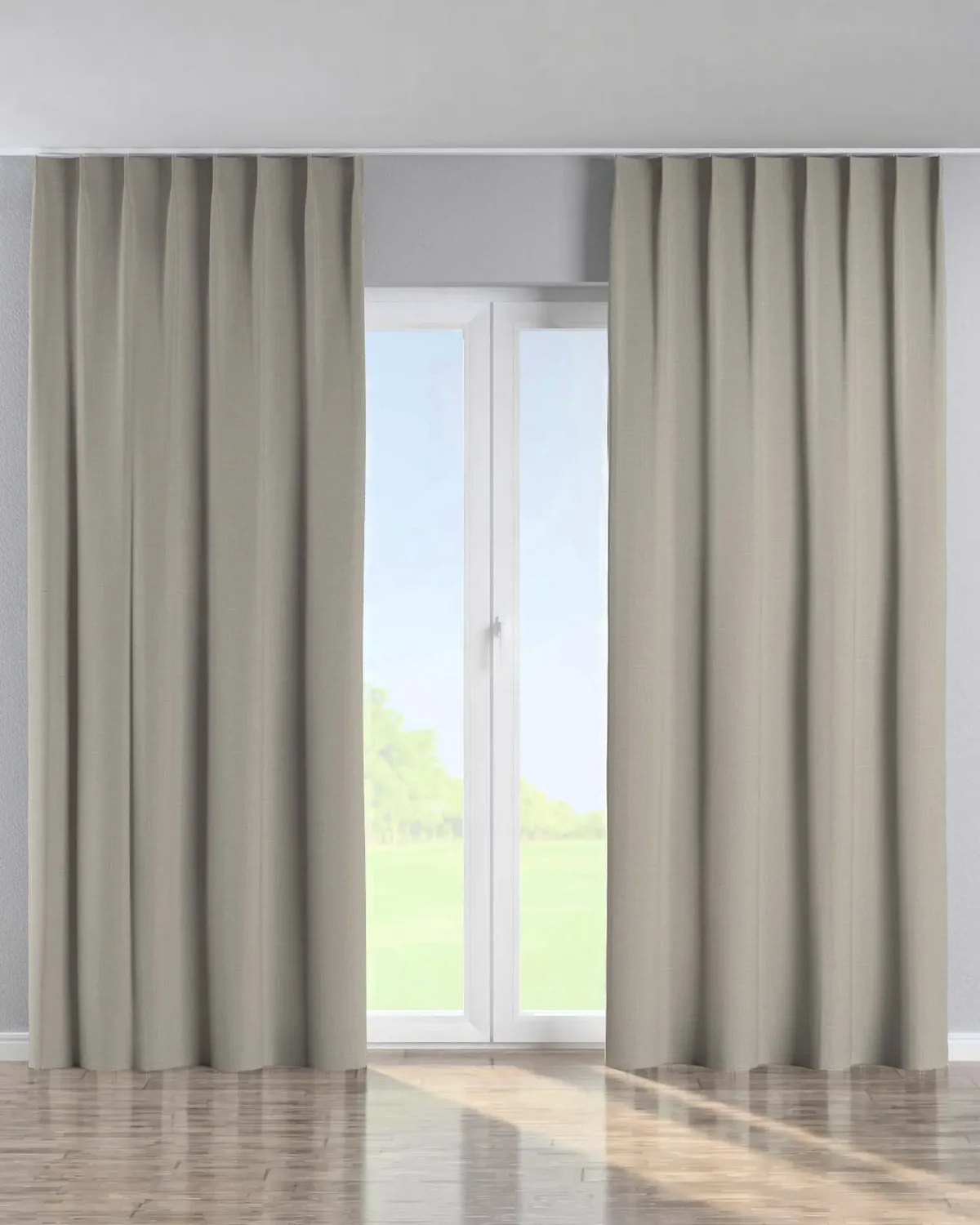 Vorhang mit flämischen 1-er Falten Farbe beige Stoff strukturiert, verdunkelnd de Dekoria – photo du produit