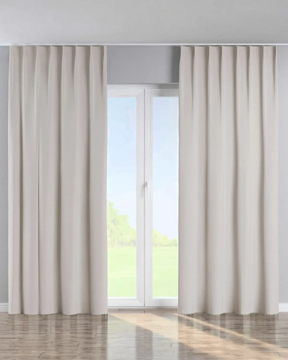 Vorhang mit flämischen 1-er Falten Farbe beige Stoff strukturiert, verdunkelnd de Dekoria – photo du produit