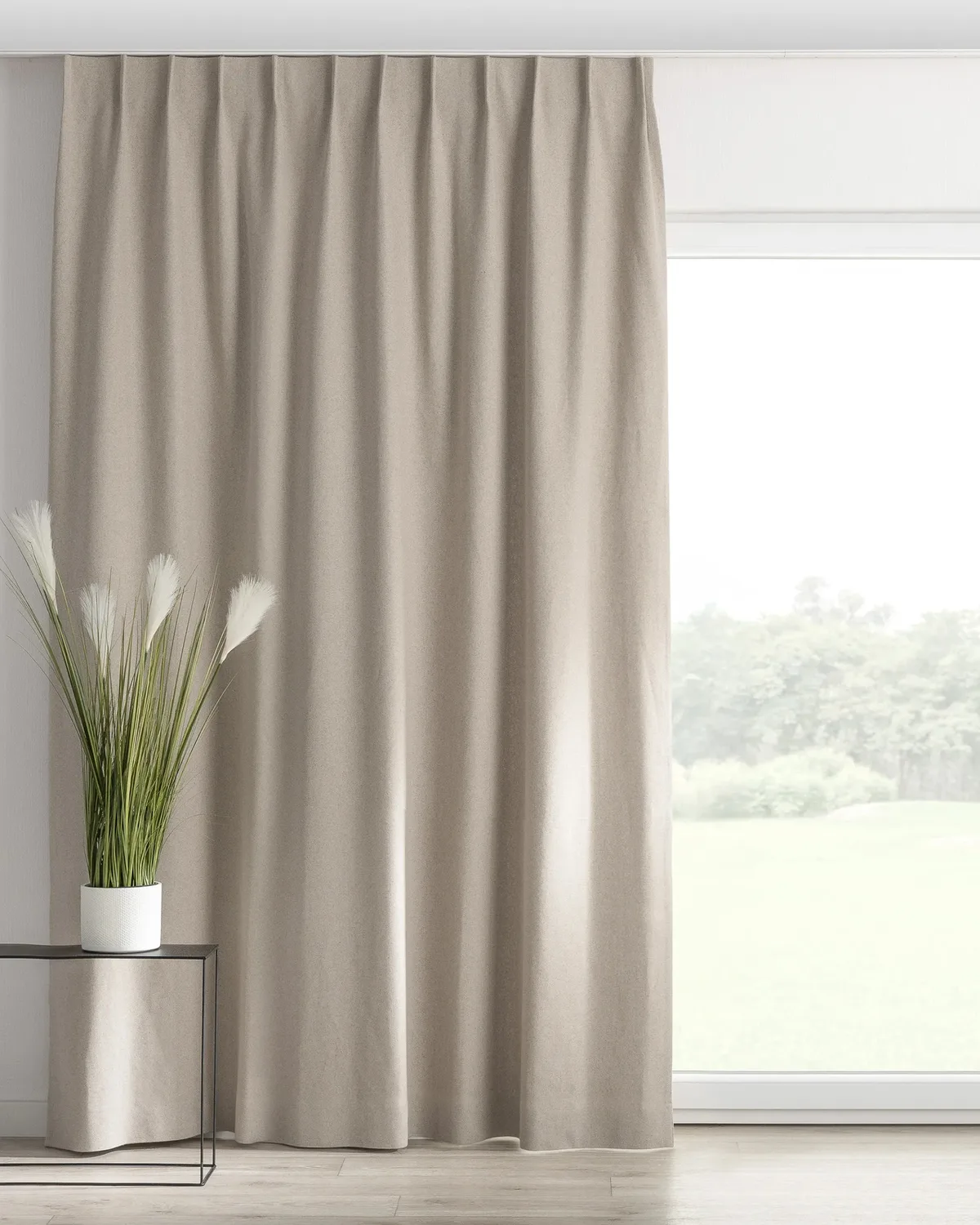 Vorhang mit flämischen 1-er Falten Farbe beige Stoff strukturiert de Dekoria – photo du produit