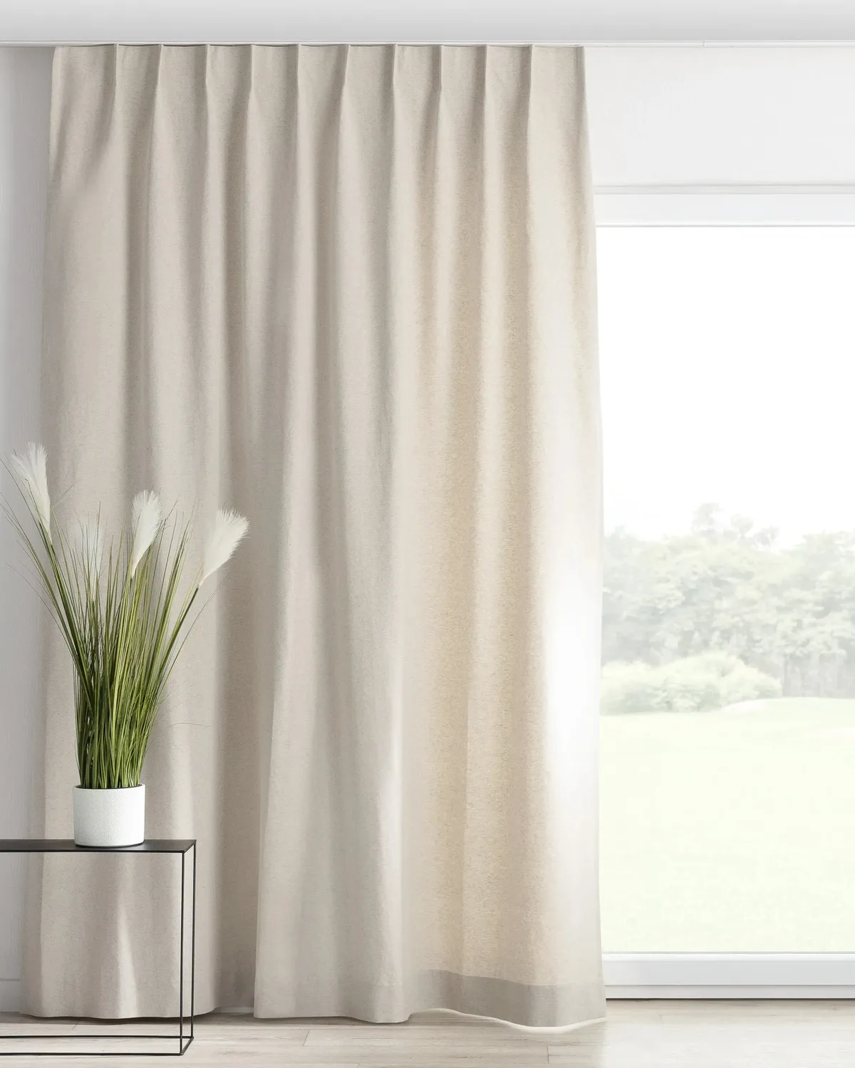 Vorhang mit flämischen 1-er Falten Farbe beige Stoff strukturiert de Dekoria – photo du produit